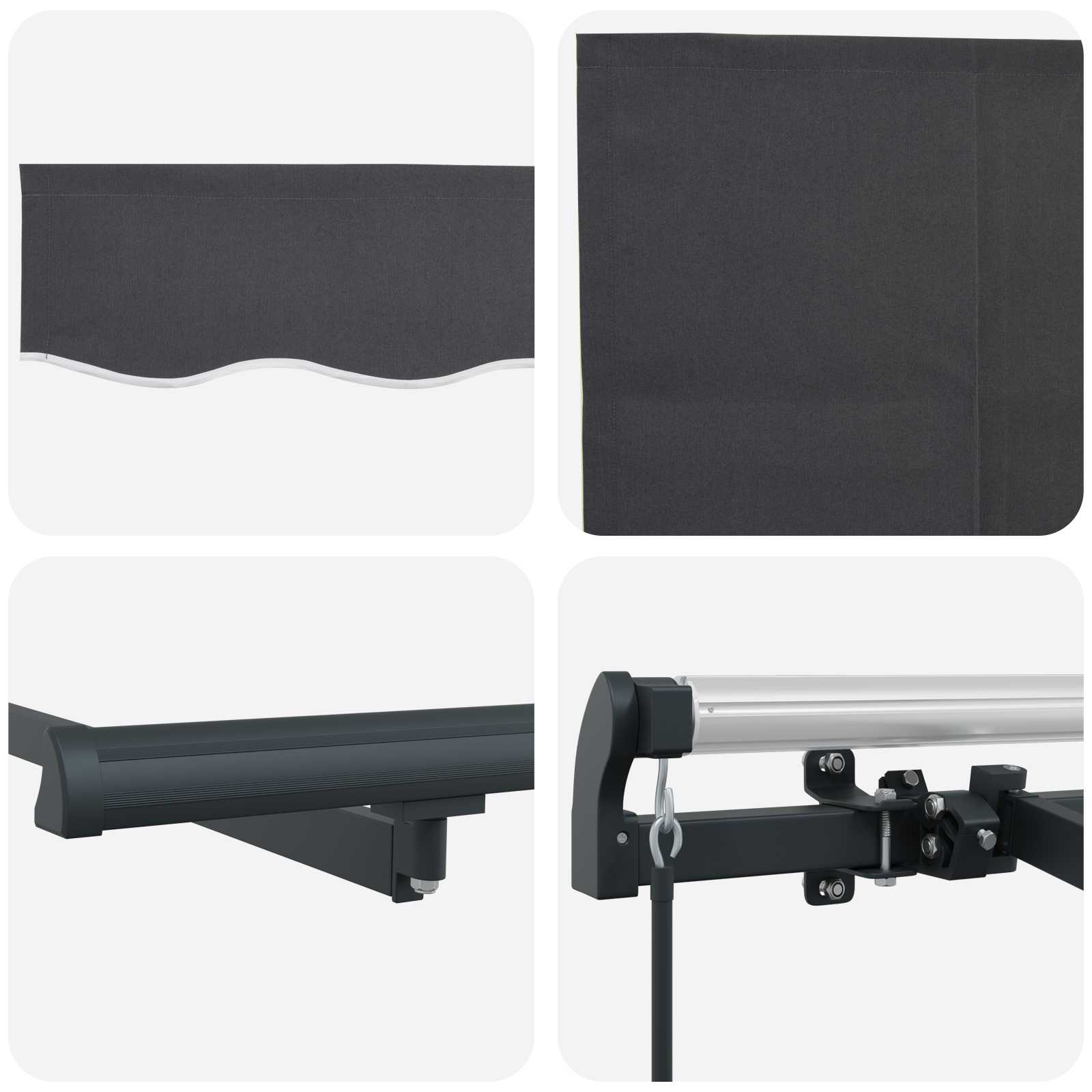 Inklapbaar Zonnescherm Antraciet 400 x 200 cm Stof – afbeelding 8
