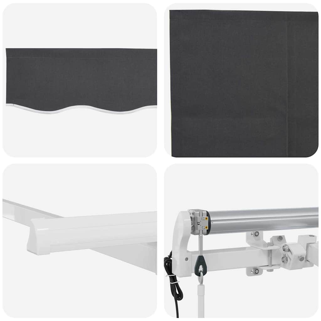 Inklapbaar Zonnescherm Antraciet 400 x 200 cm Stof – afbeelding 8