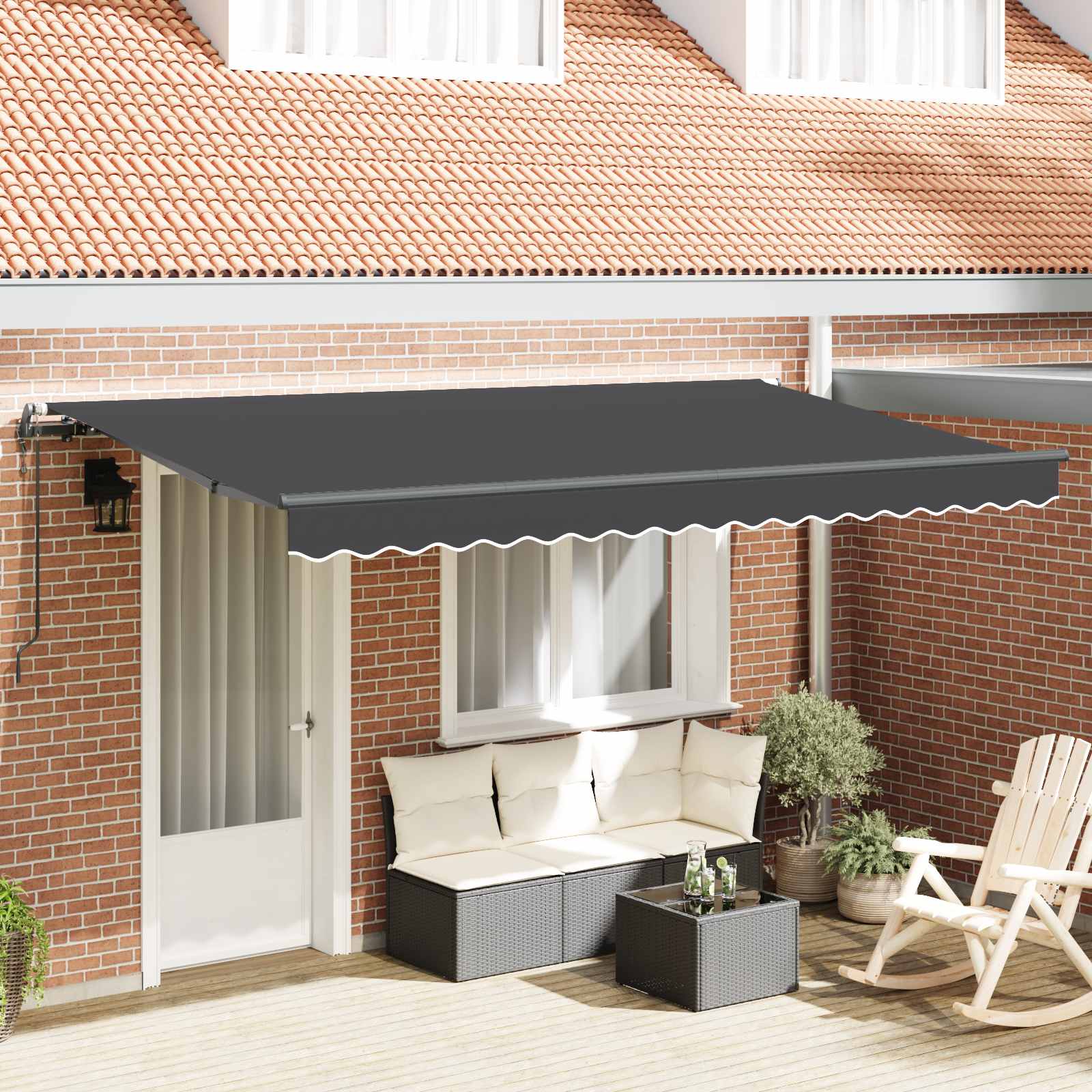 Inklapbaar Zonnescherm Antraciet 400 x 200 cm Stof – afbeelding 1