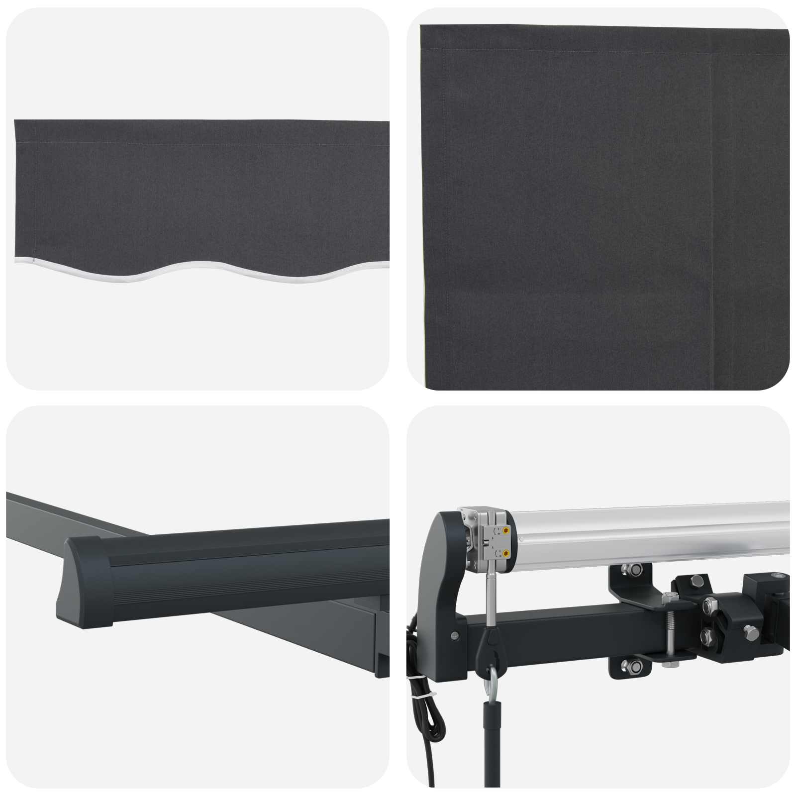 Inklapbaar Zonnescherm Antraciet 400 x 200 cm Stof – afbeelding 8