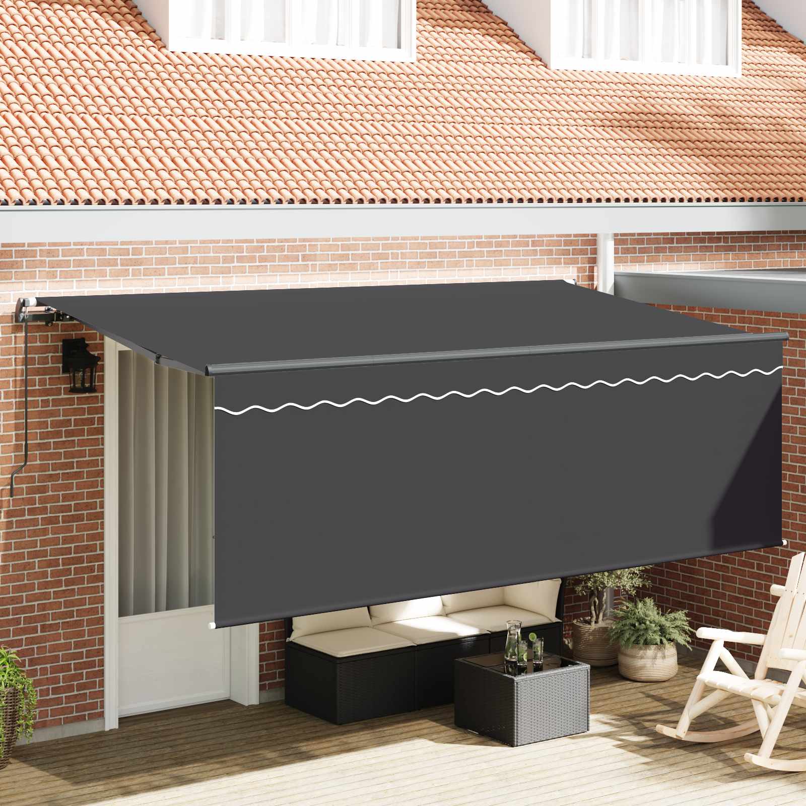 Inklapbaar Zonnescherm Antraciet 400 x 200 cm – afbeelding 1