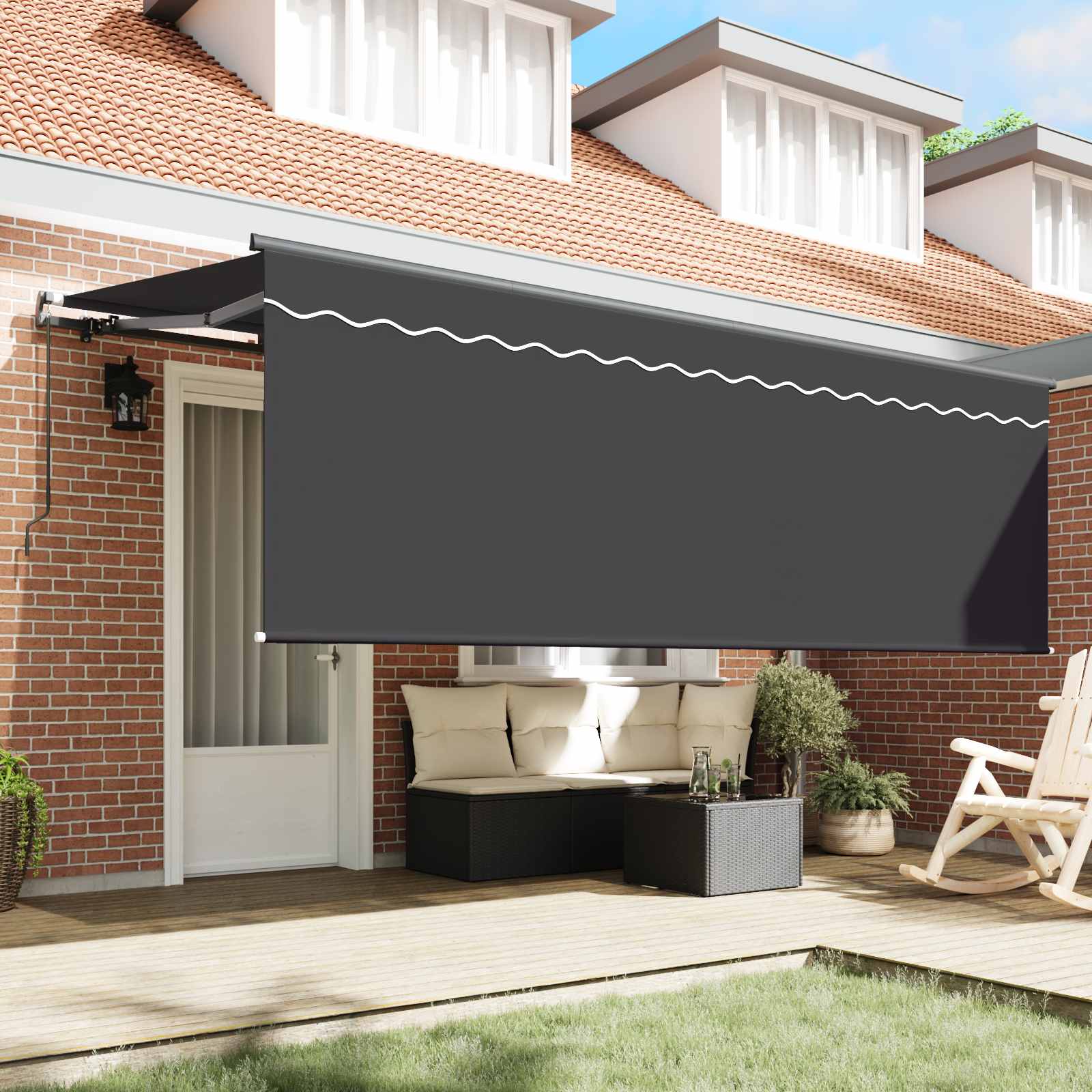 Inklapbaar Zonnescherm Antraciet 400 x 200 cm – afbeelding 3