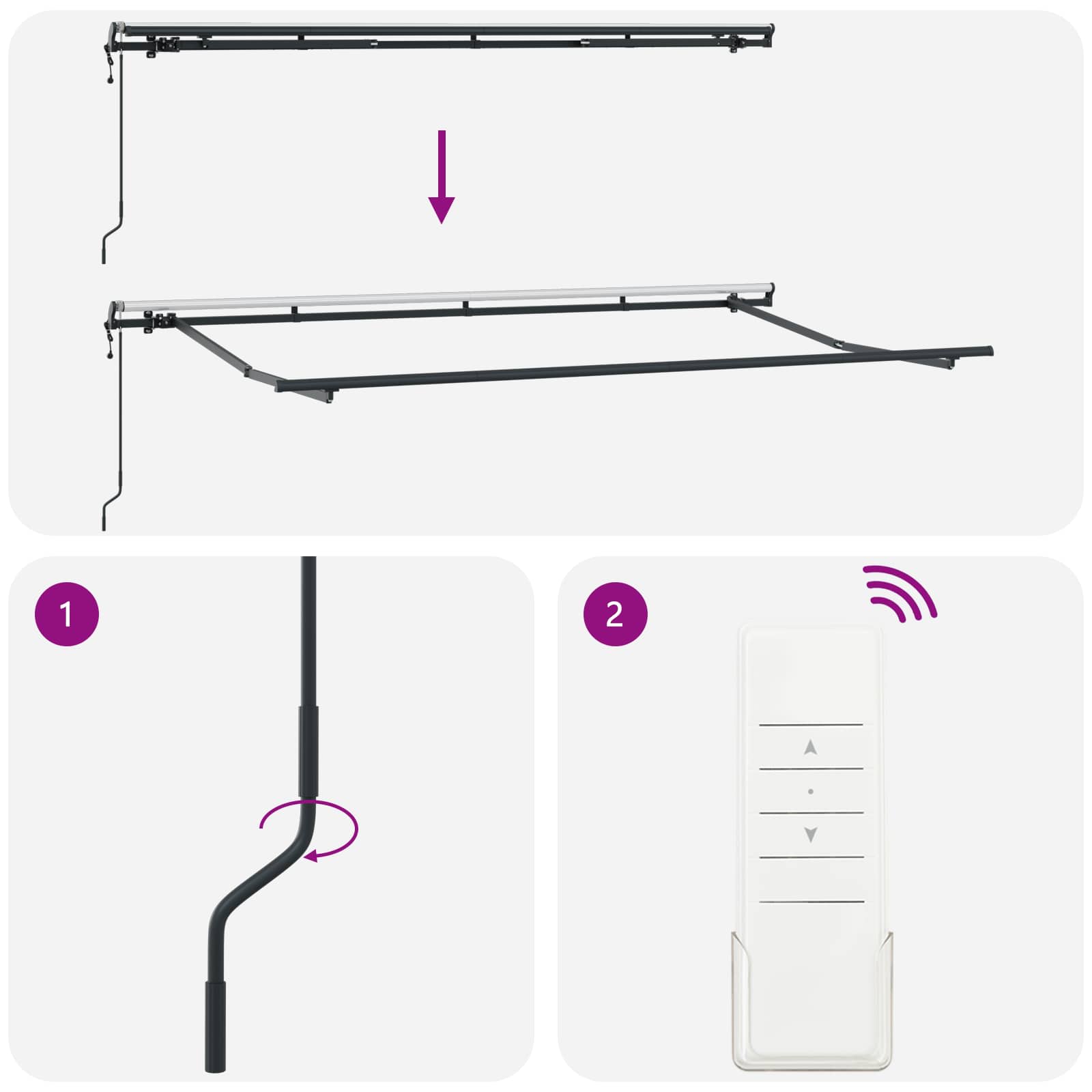 Inklapbaar Zonnescherm Antraciet 400 x 200 cm – afbeelding 11