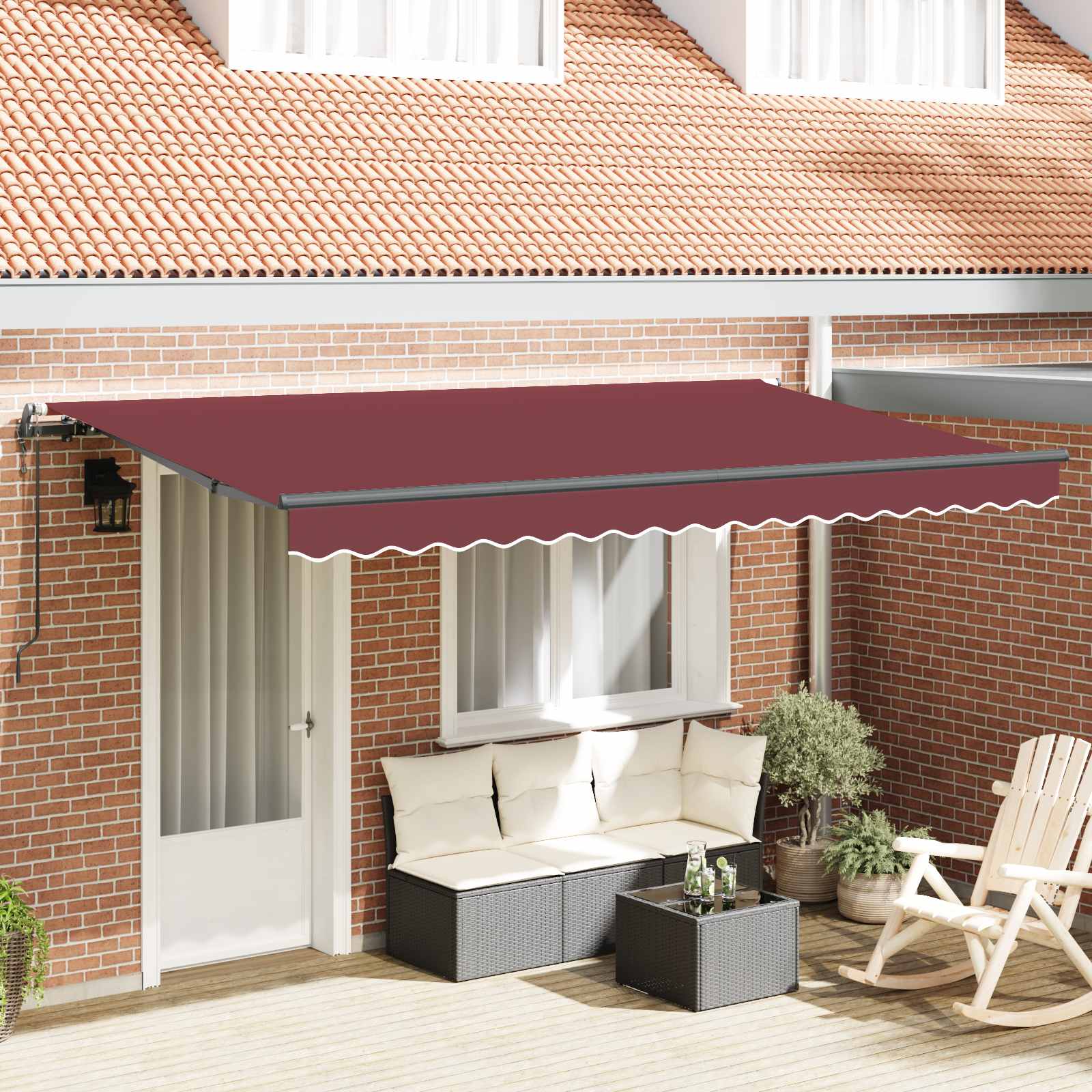 Inklapbaar Zonnescherm Bordeauxrood 400 x 200 cm Stof