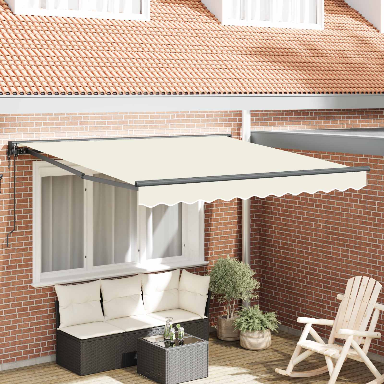 Zijde Frame Crème 300 x 250 cm Polyester met PU-coating