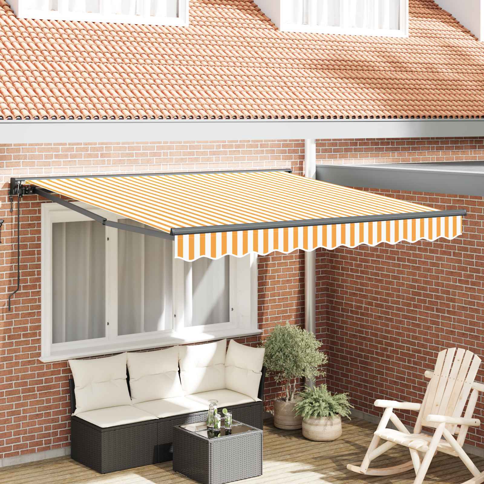 Zijde Frame Geel en Wit 300 x 250 cm Polyester met PU-coating