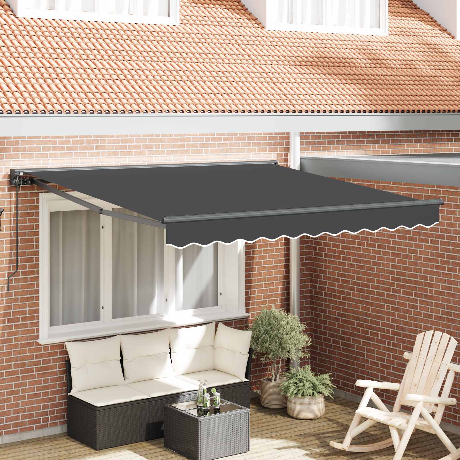 Zijde Frame Antraciet 300 x 250 cm Polyester met PU-coating