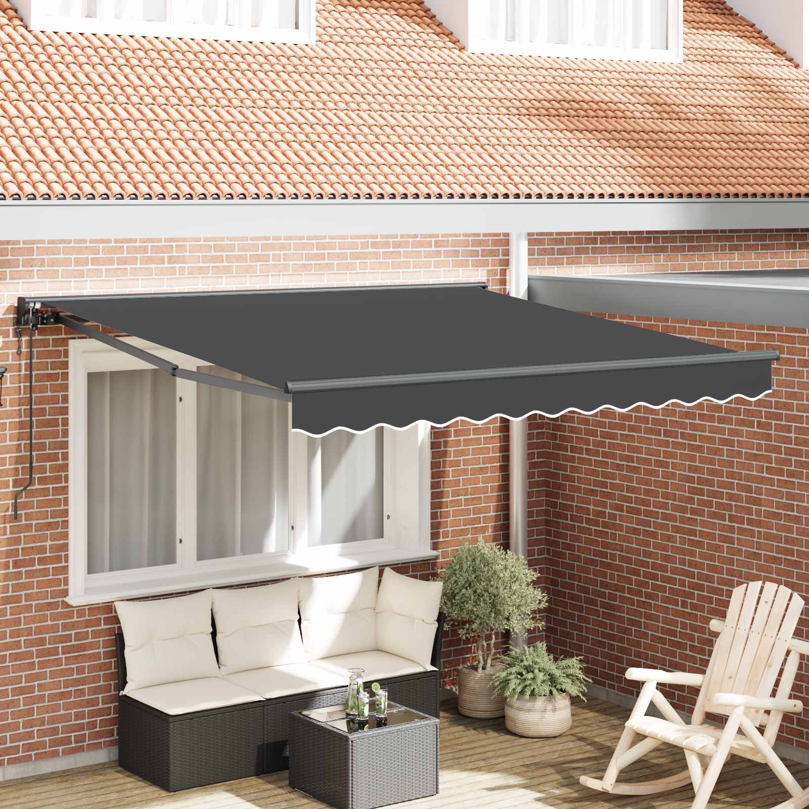 Zijde Frame Antraciet 300 x 250 cm Polyester met PU-coating