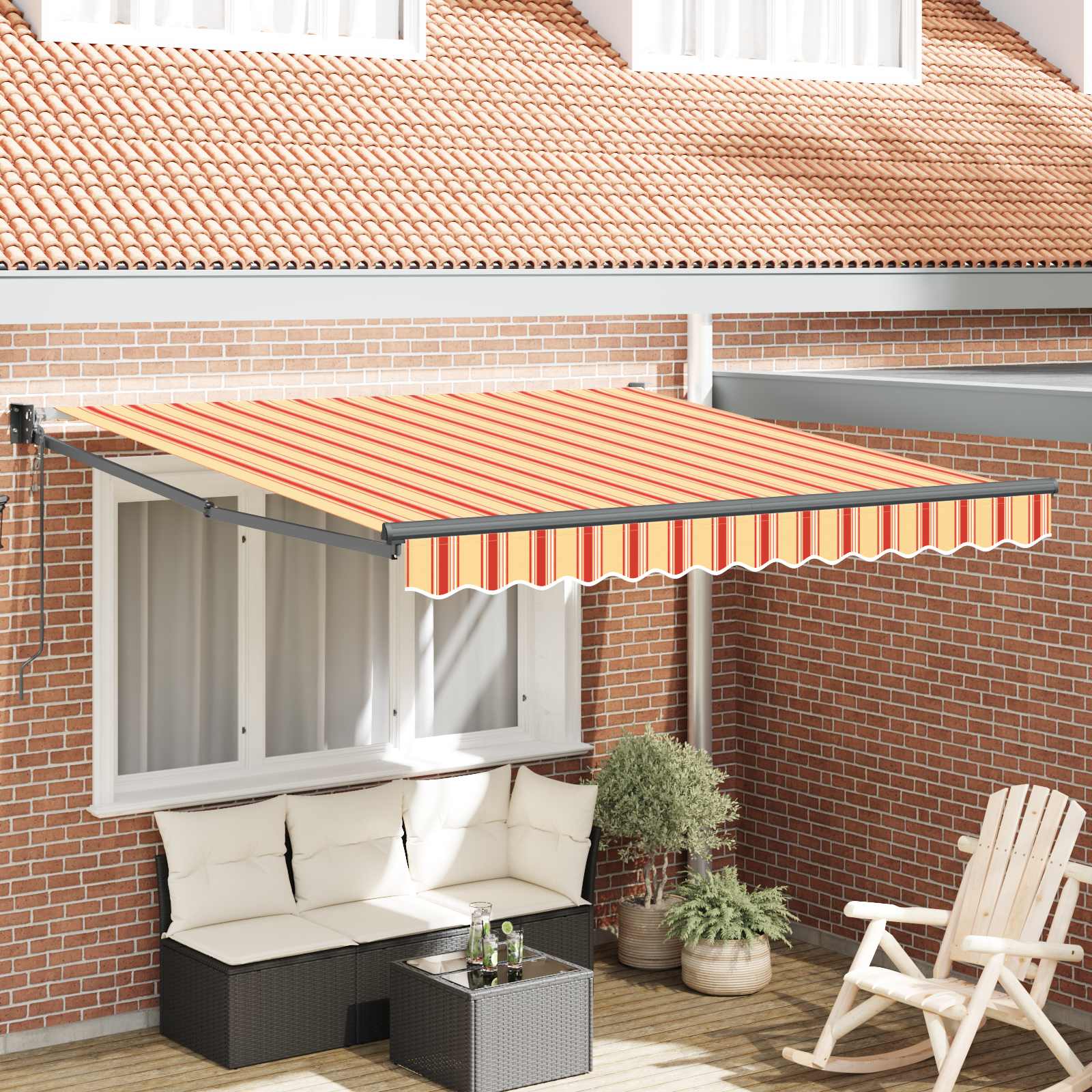 Inklapbaar Zonnescherm Geel en Oranje 300 x 250 cm – afbeelding 1