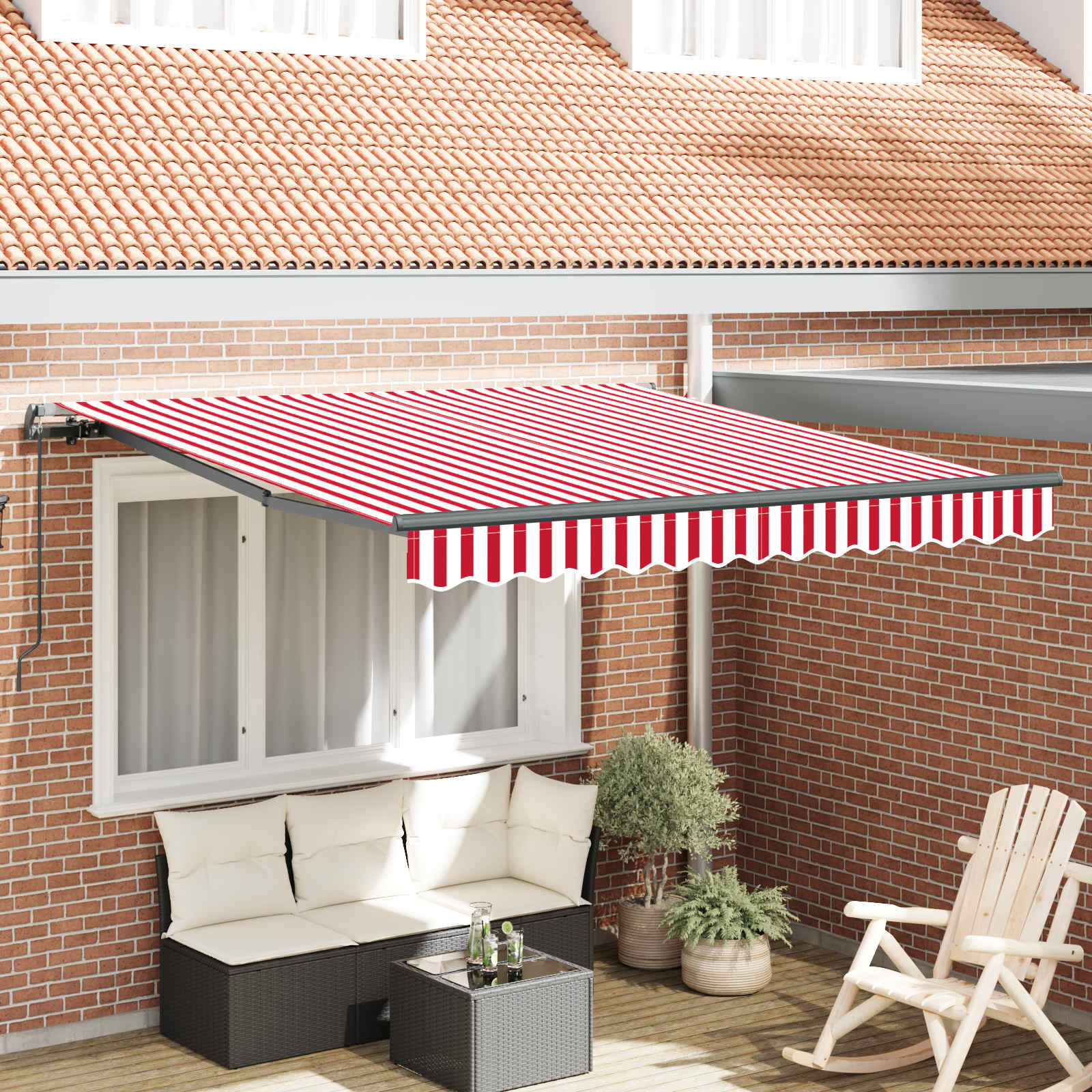 Uitschuifbare luifel Rood en Wit 300 x 250 cm