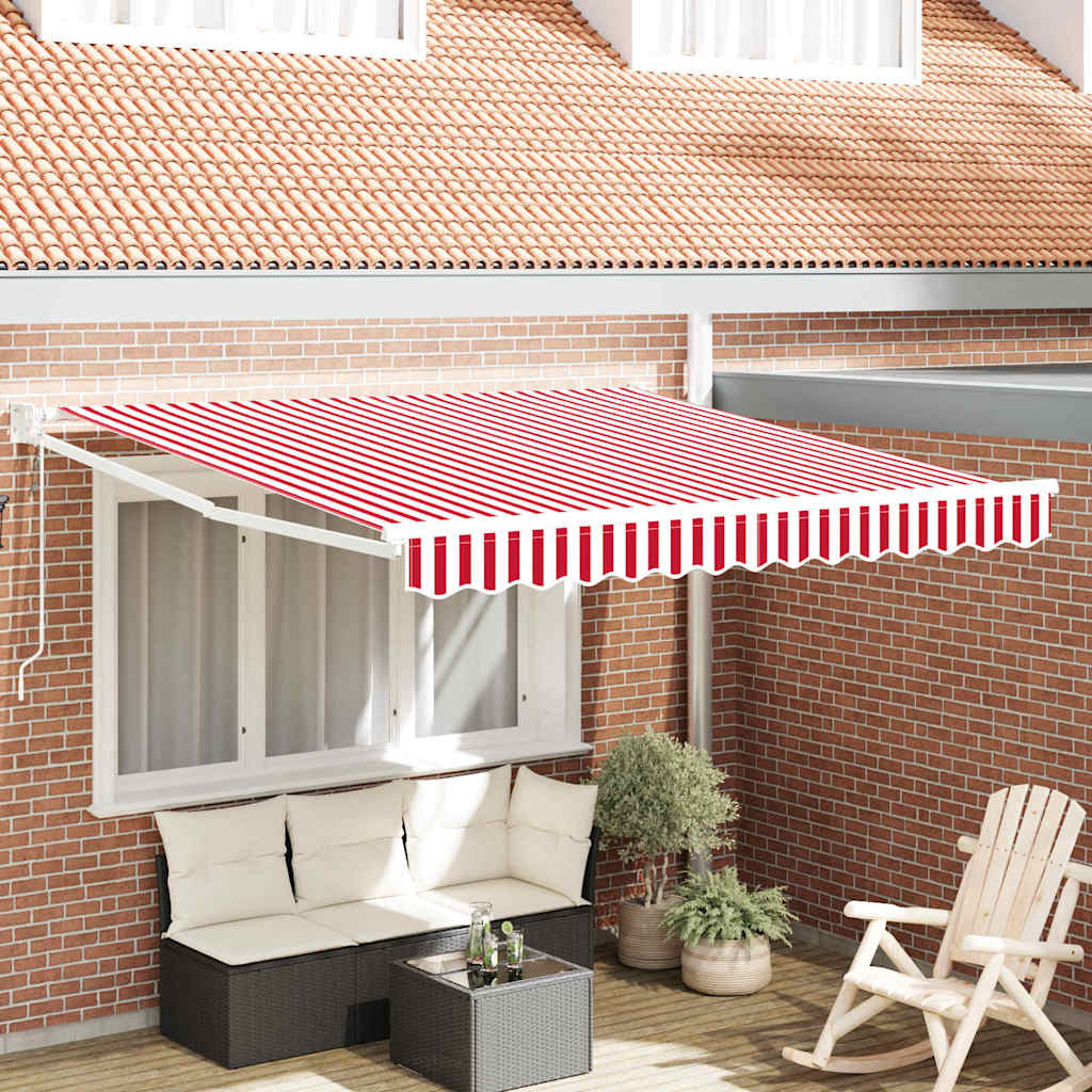 Uitschuifbare luifel Rood 300 x 250 cm Polyester en Metaal