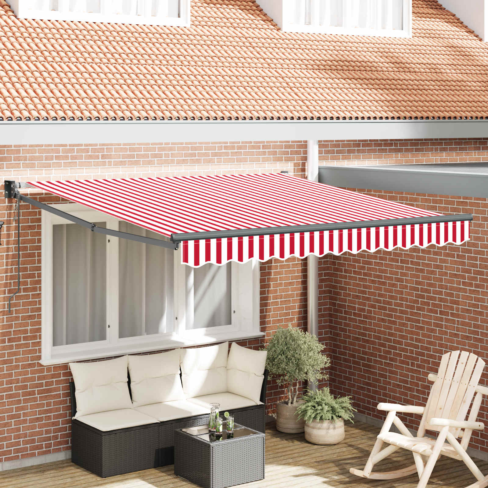 Uitschuifbare luifel Rood en Wit 300 x 250 cm