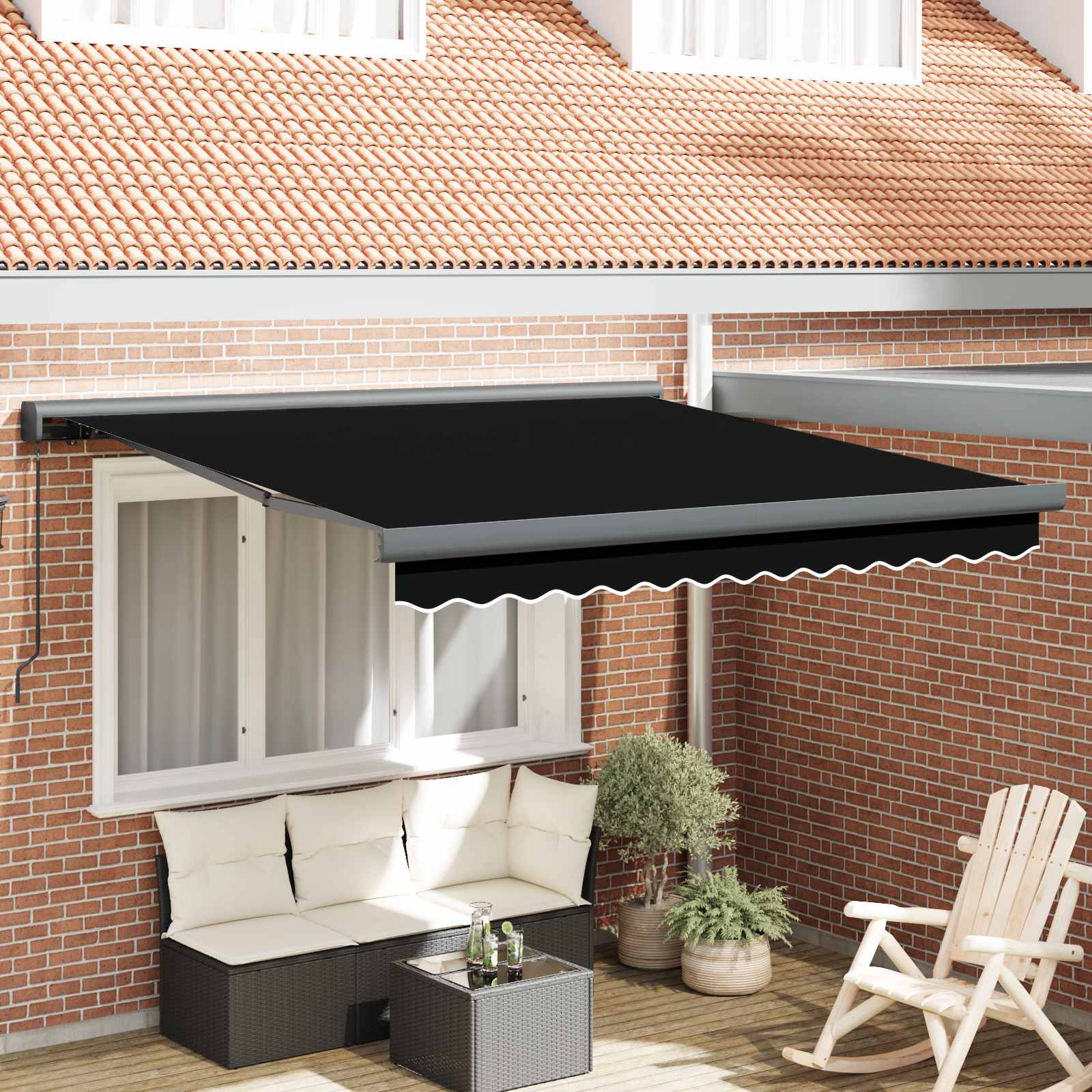 Inklapbaar Zonnescherm Zwart 300 x 250 cm Stof en Metaal – afbeelding 1
