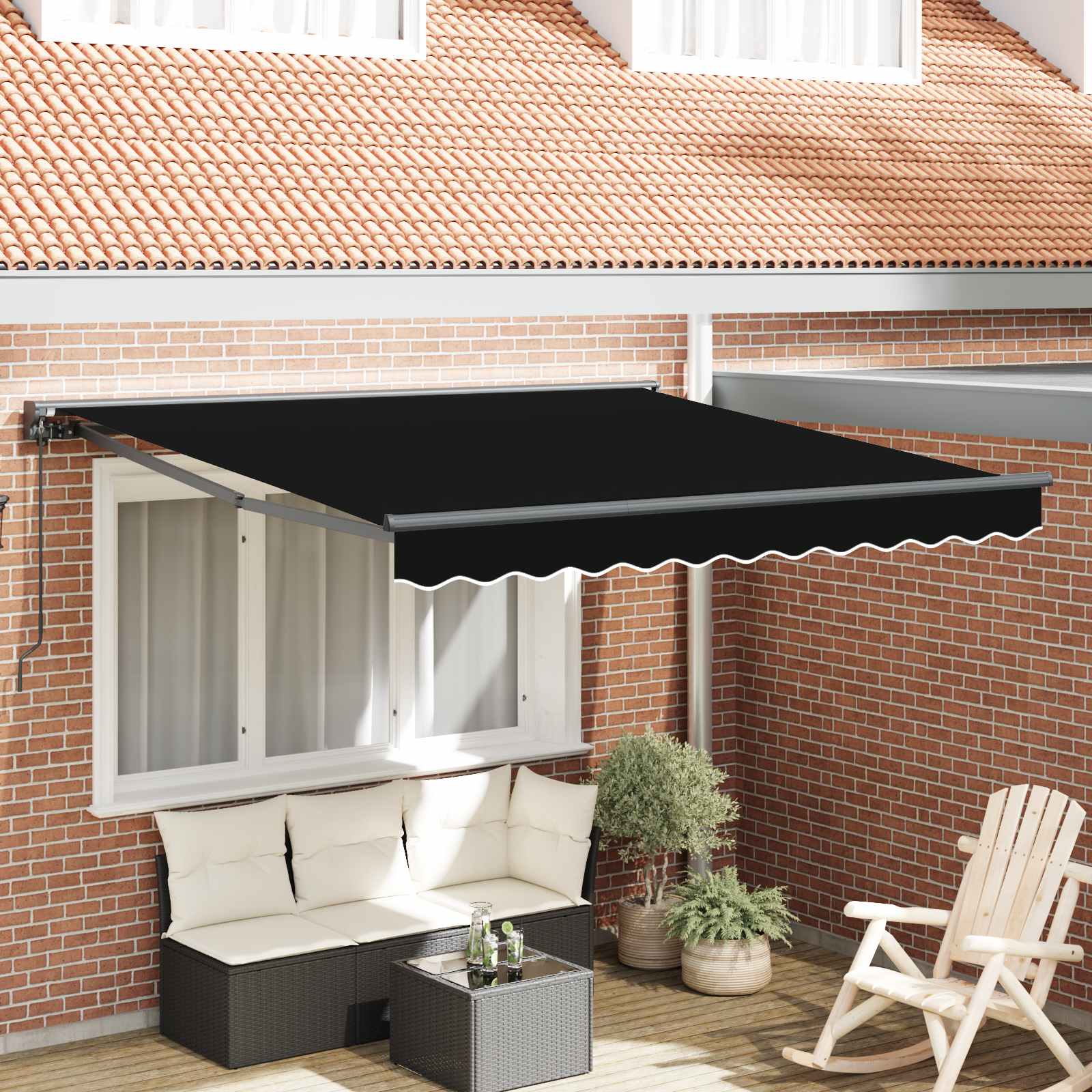 Zijde Frame Zwart 300 x 250 cm Polyester met PU-coating