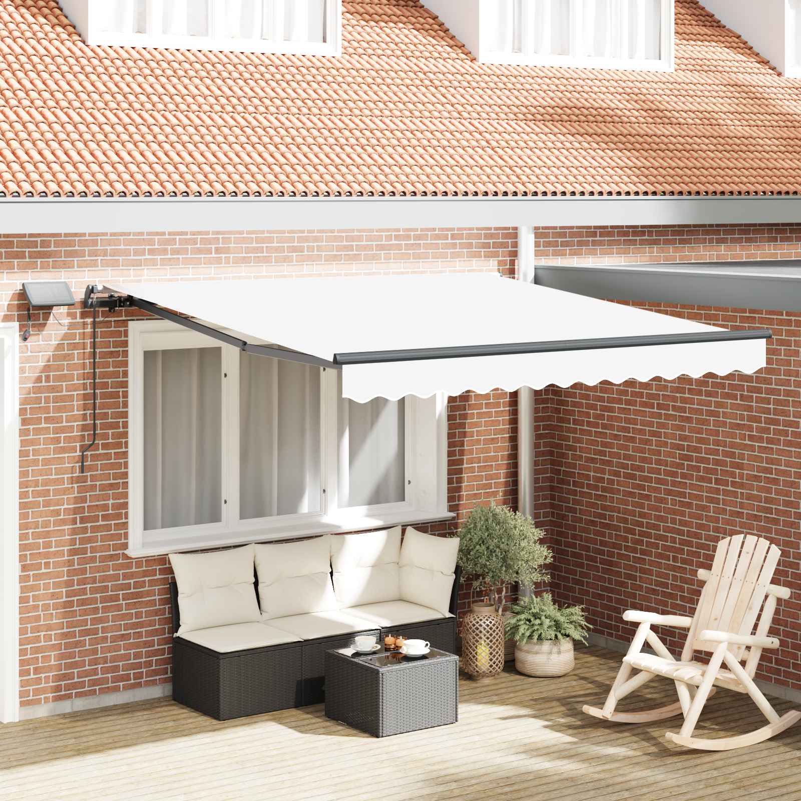 Inklapbaar Zonnescherm Wit 300 x 250 cm Stof