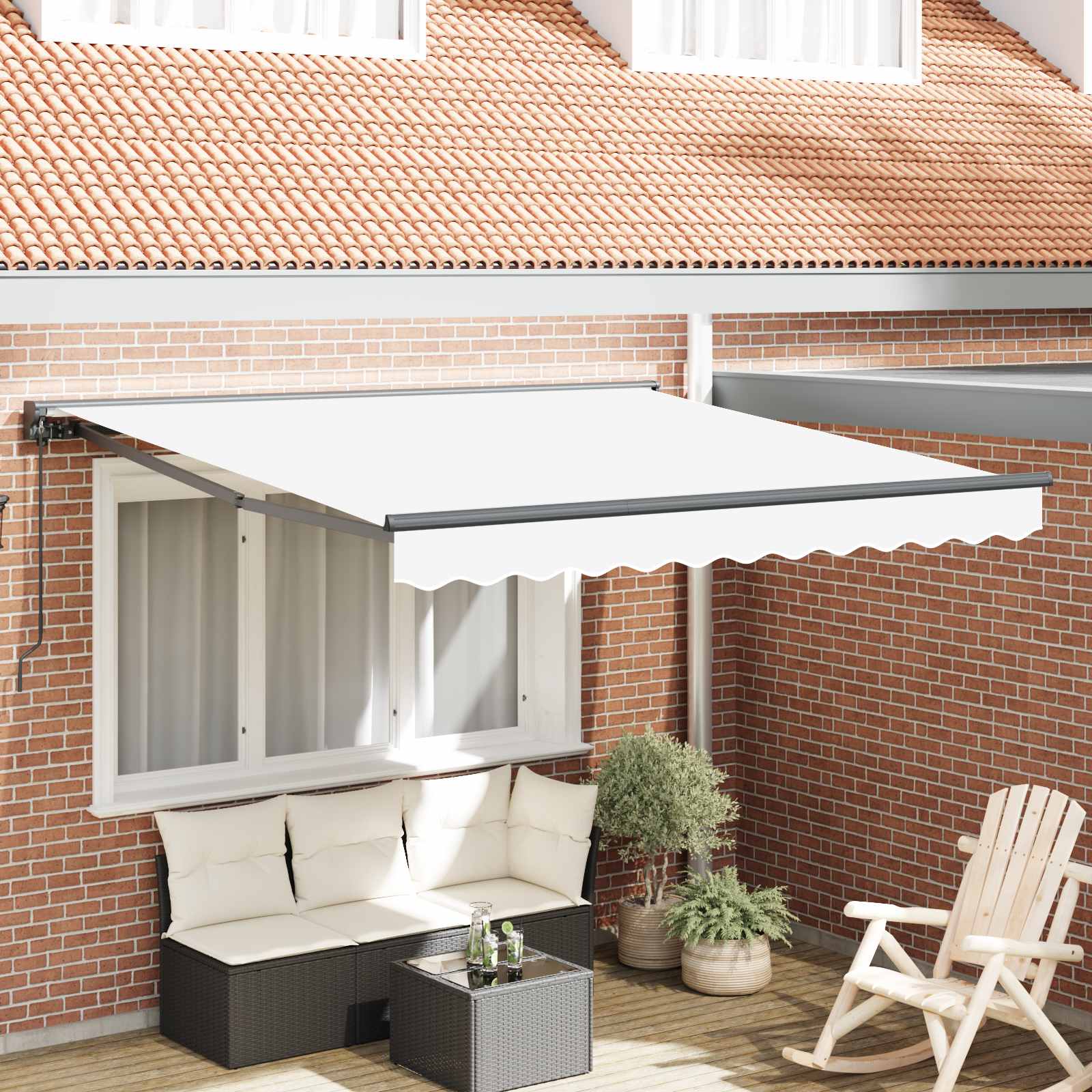 Zijde Frame Wit 300 x 250 cm Polyester met PU-coating