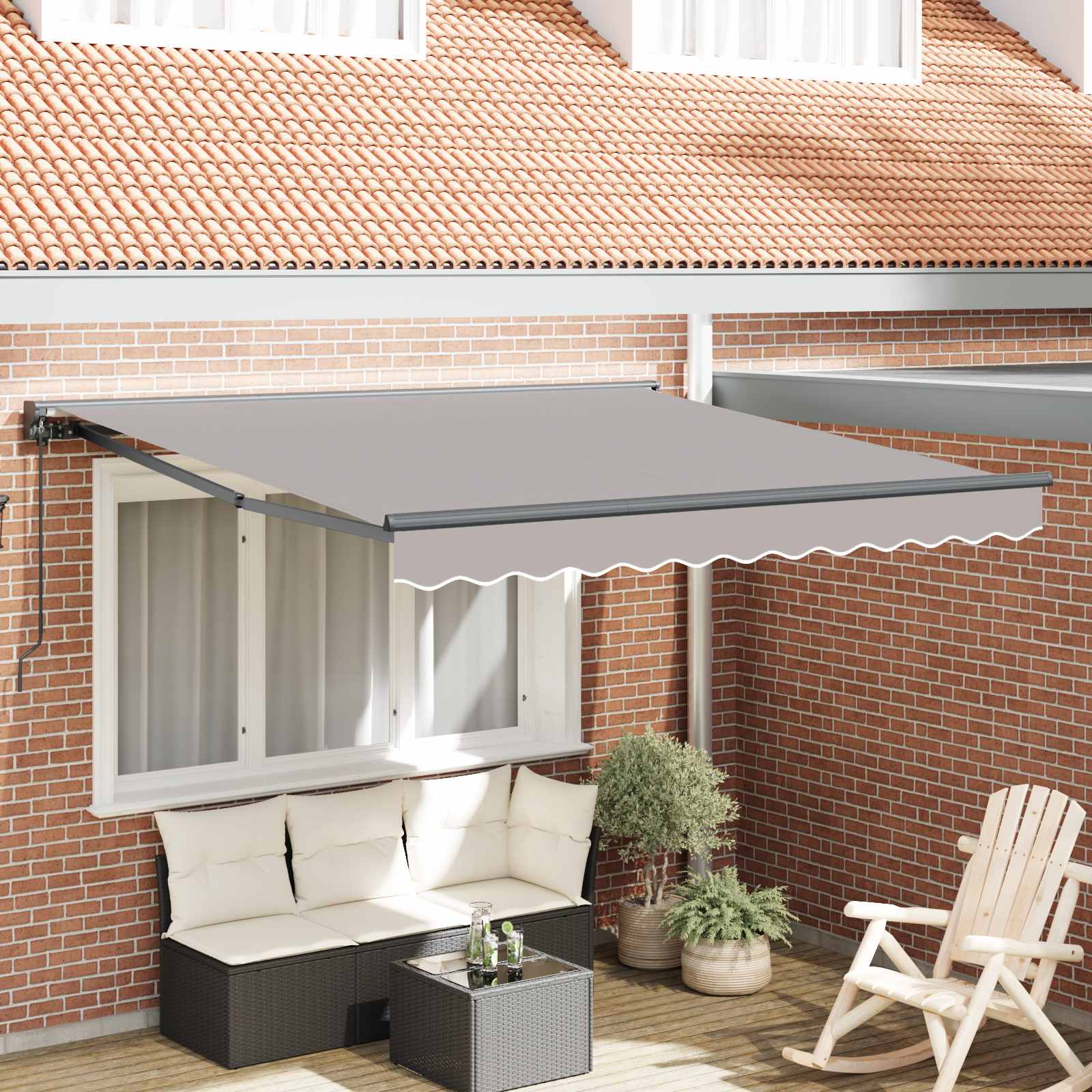Zijde Frame Lichtgrijs 300 x 250 cm Polyester met PU-coating