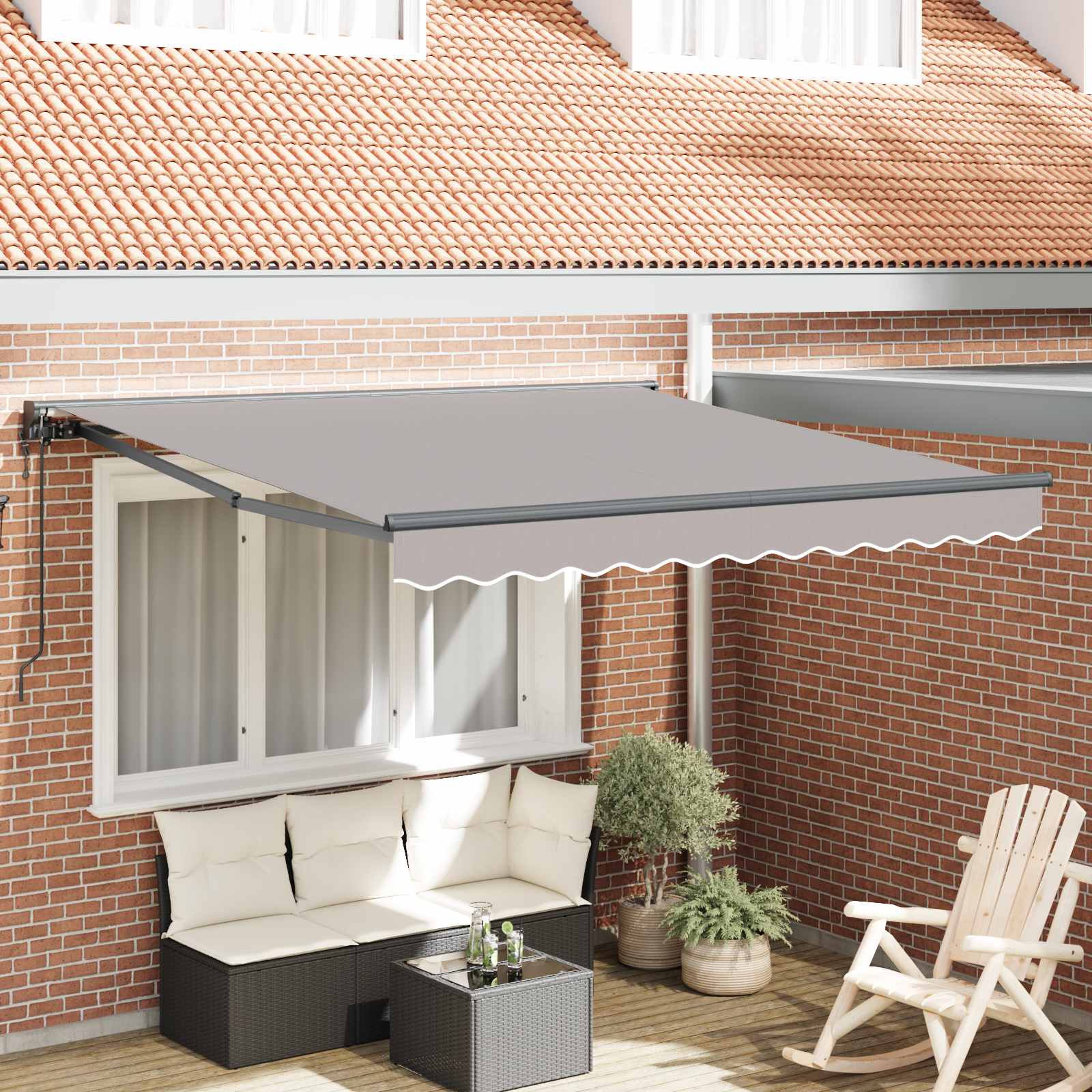 Zijde Frame Lichtgrijs 300 x 250 cm Polyester met PU-coating