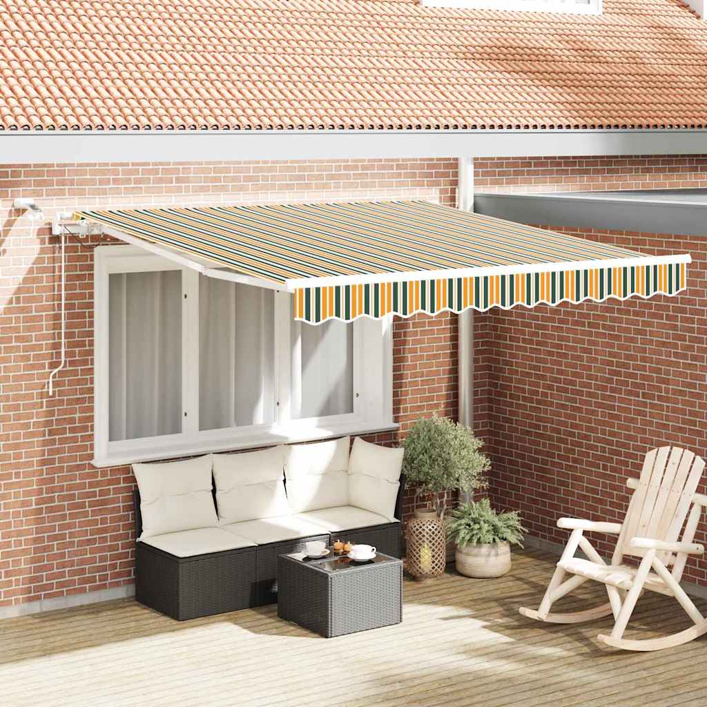 Uitschuifbare luifel Groen en Geel 300 x 250 cm Polyester