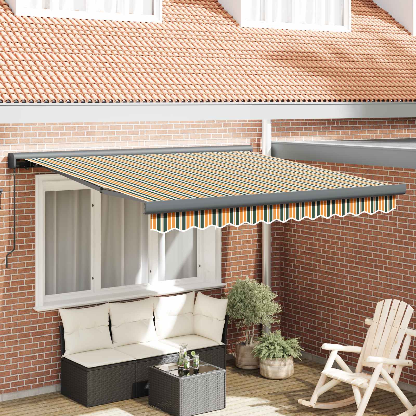 Inklapbaar Zonnescherm Groen en Geel 300 x 250 cm – afbeelding 1
