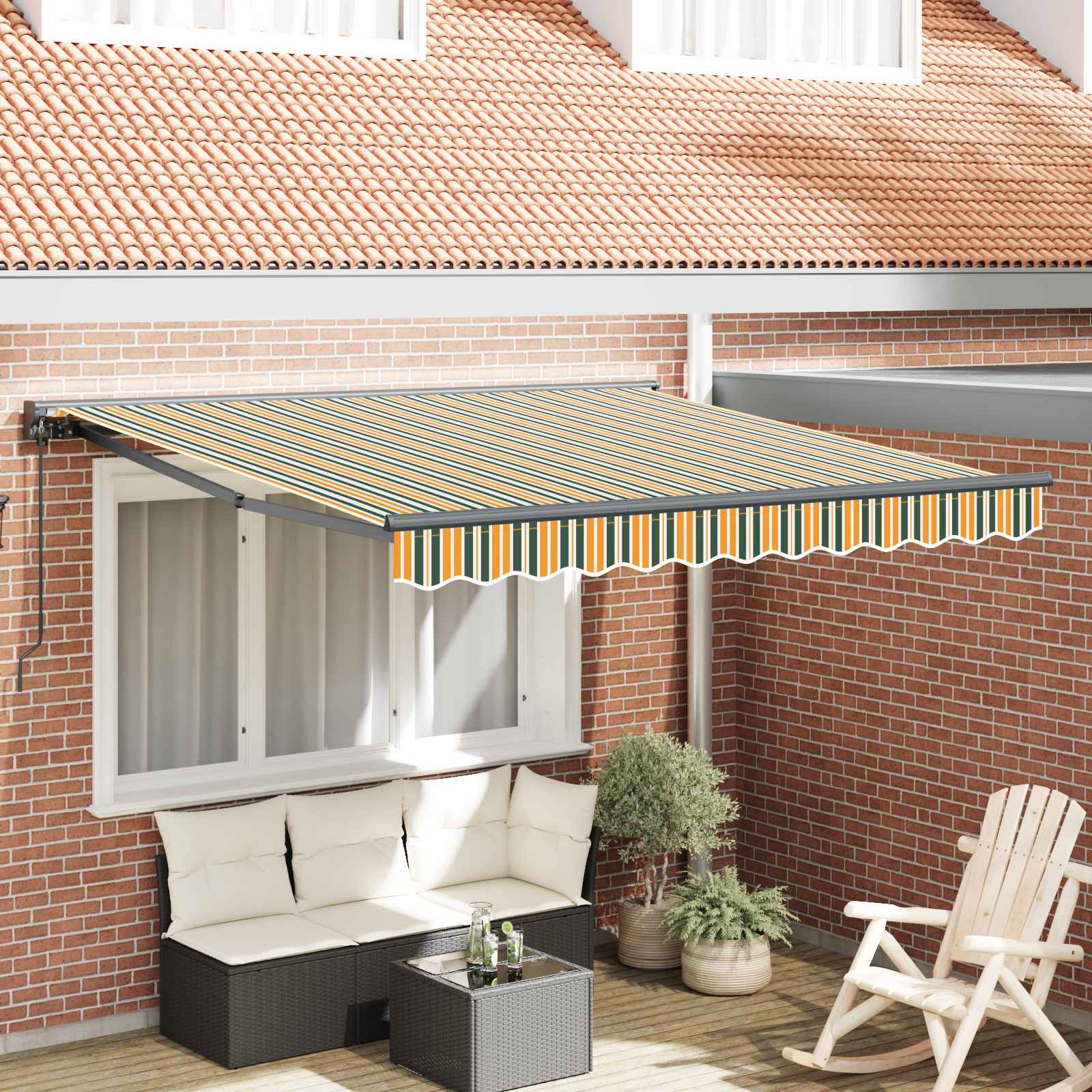 Zijde Frame Groen en Geel 300 x 250 cm Polyester met PU-coating – afbeelding 1