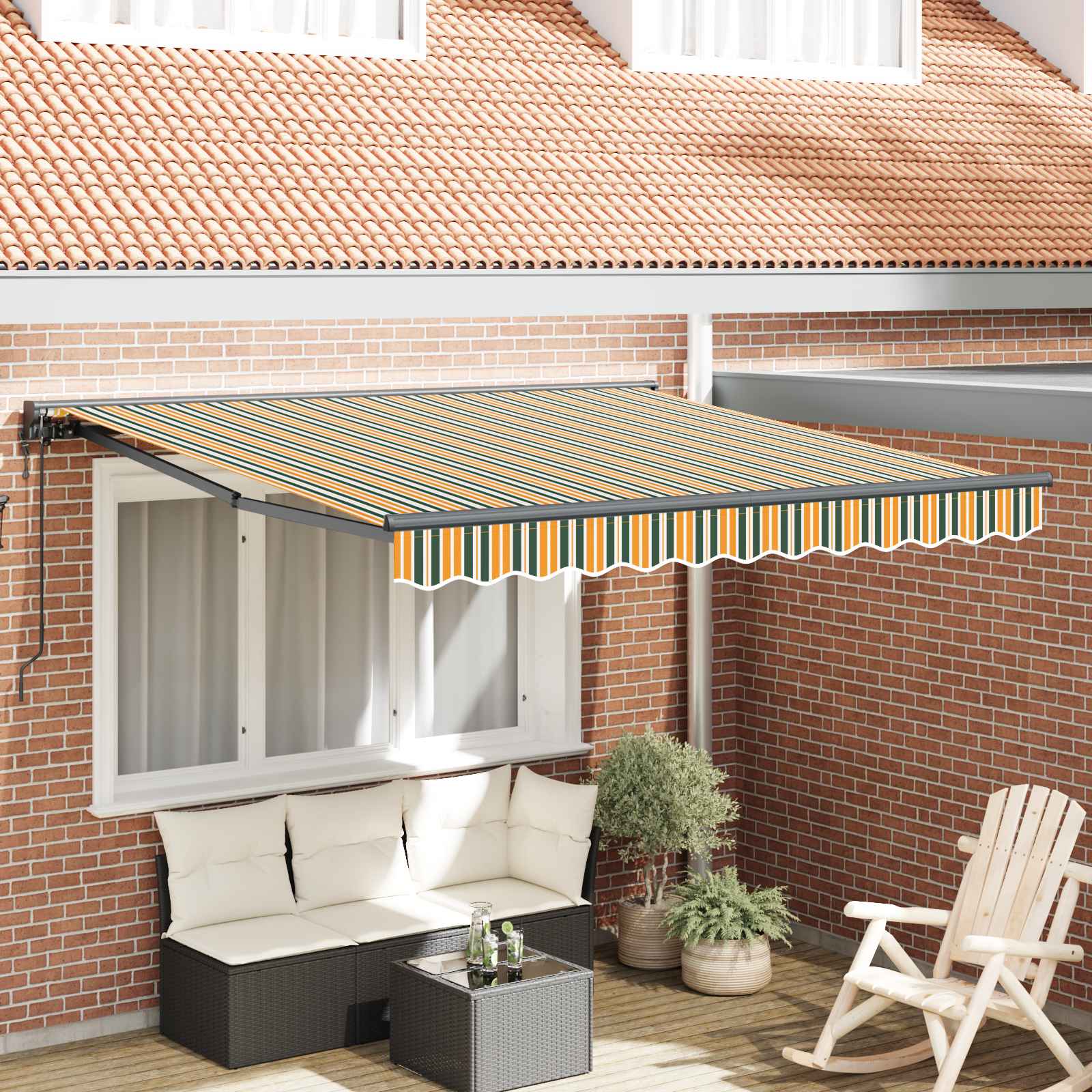 Zijde Frame Groen en Geel 300 x 250 cm Polyester met PU-coating – afbeelding 1