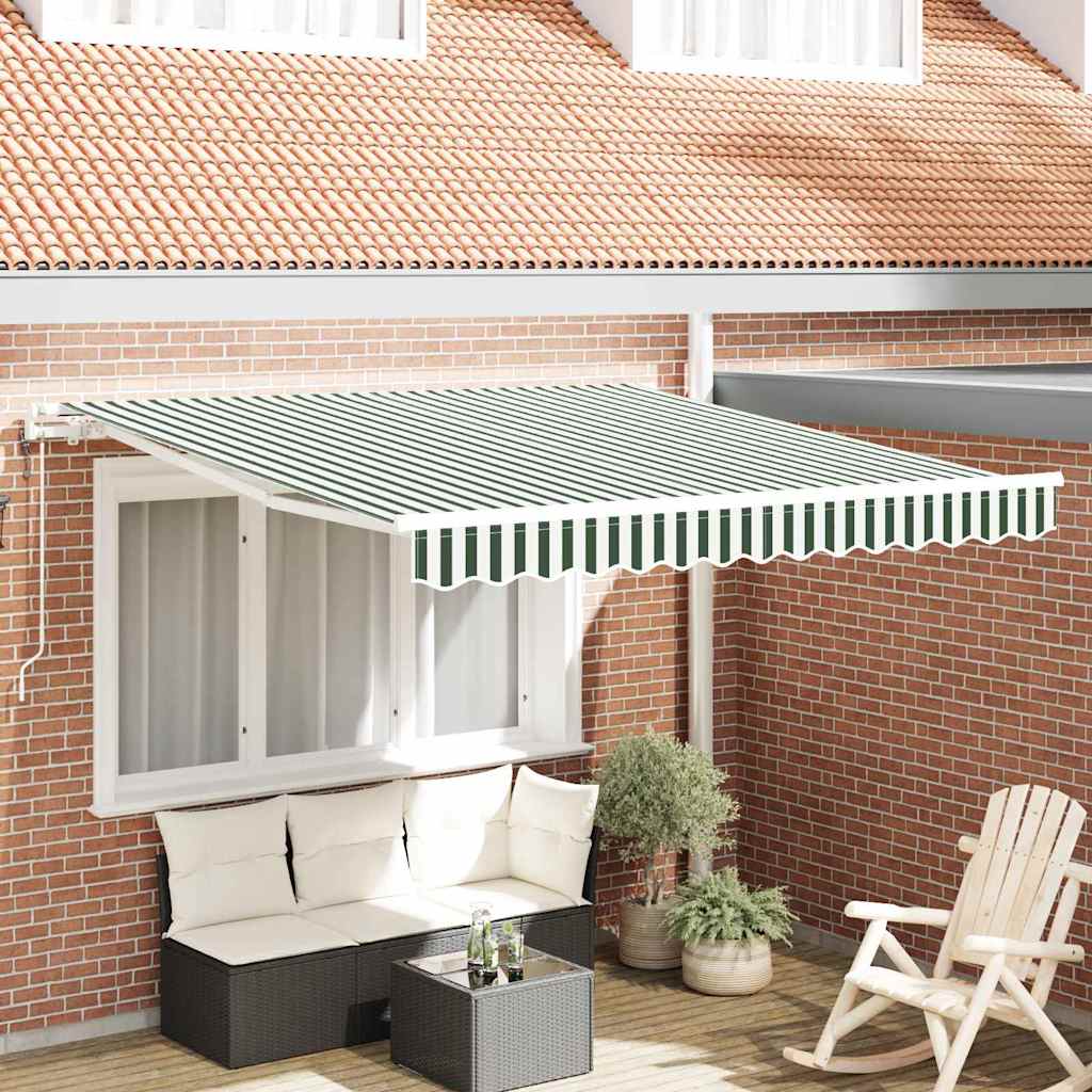 Elektrisch Uittrekbaar Zonnescherm Groen en Wit 300 x 250 cm