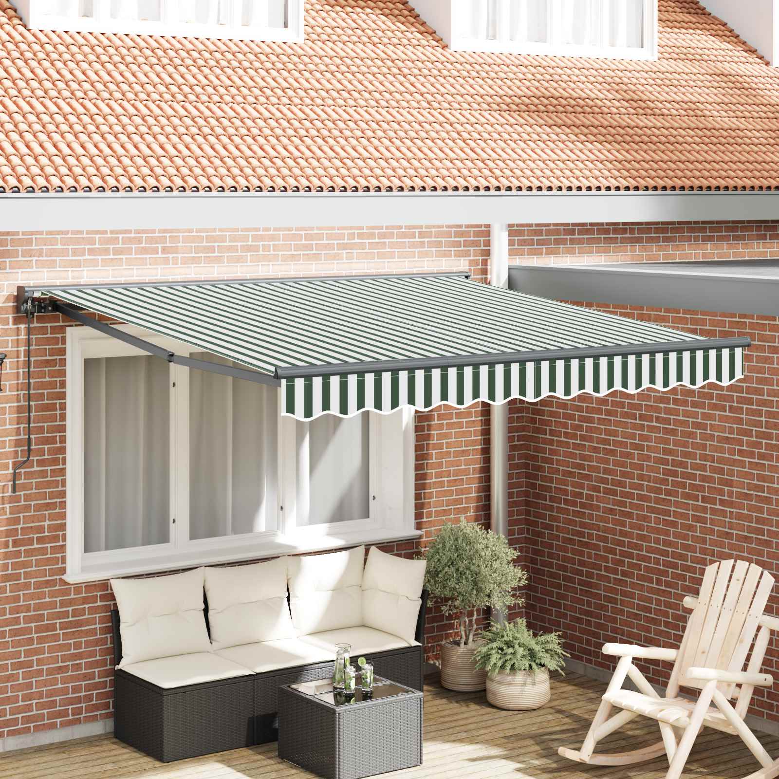 Zijde Frame Groen en Wit 300 x 250 cm Polyester met PU-coating – afbeelding 1
