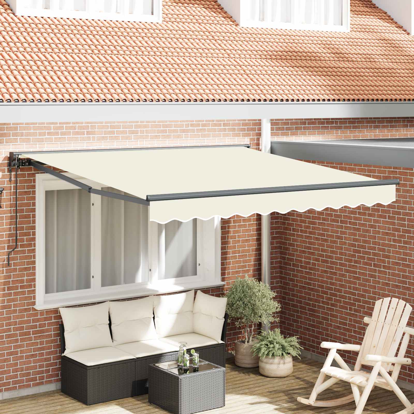 Zijde Frame Crème 350 x 250 cm Polyester met PU-coating