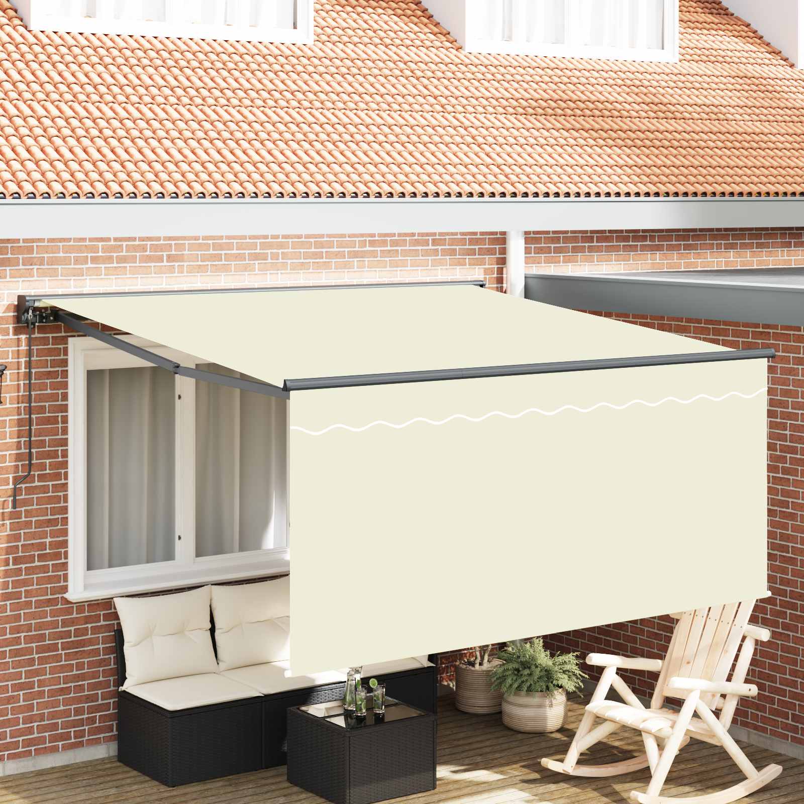 Inklapbaar Zonnescherm Crème 350 x 250 cm