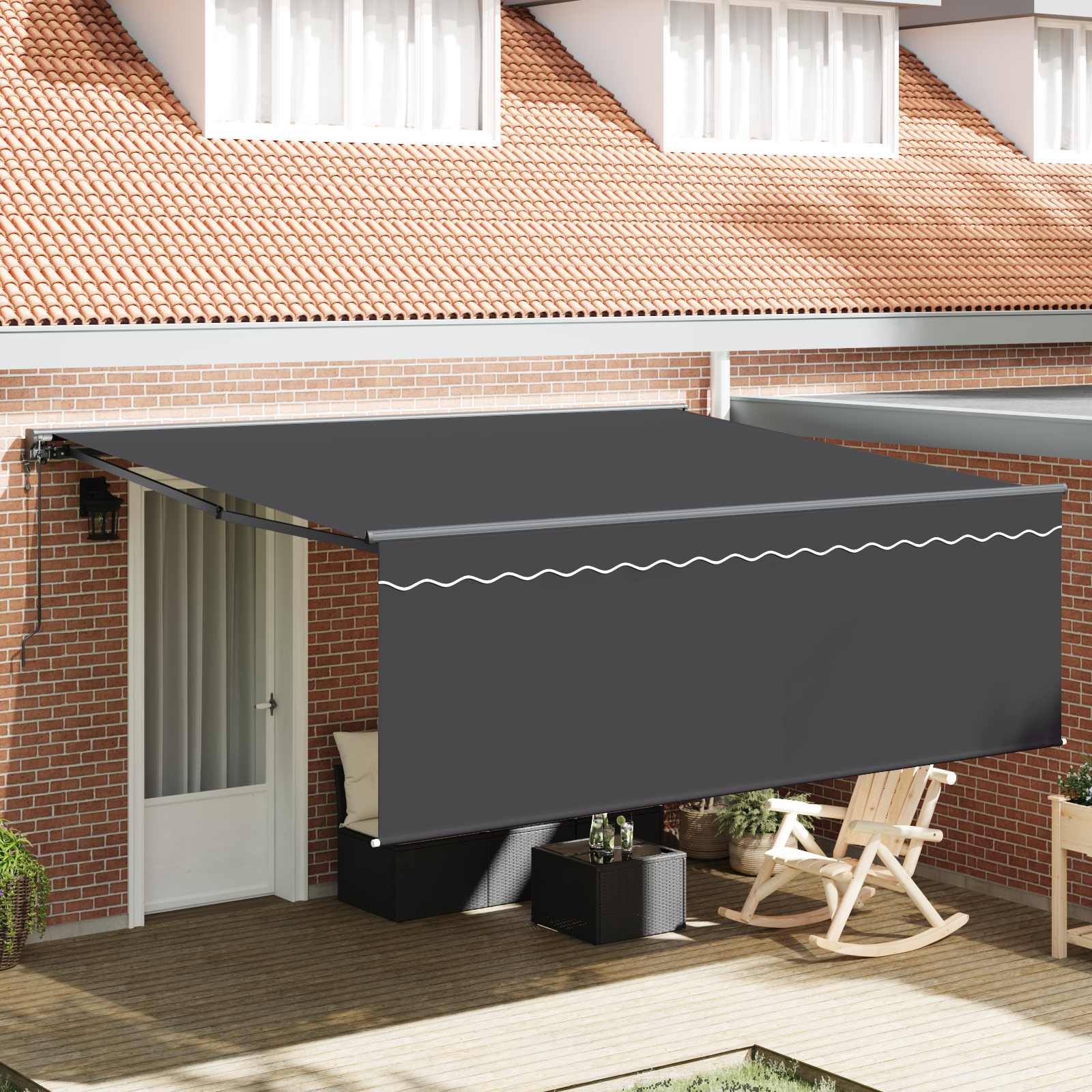 Zijde Frame Geel en Wit 350 x 250 cm Polyester met PU-coating