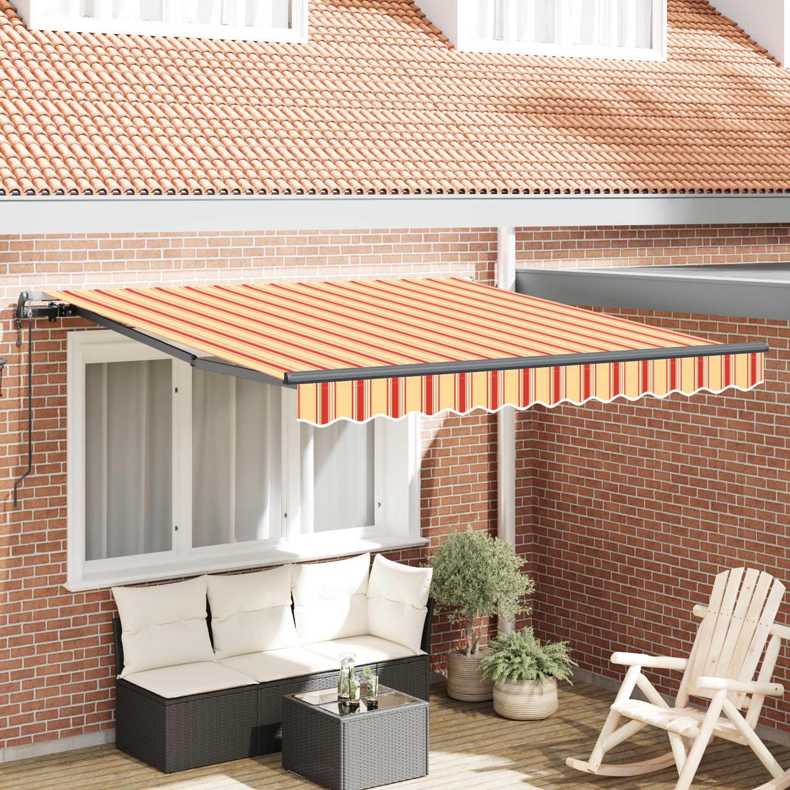 Inklapbaar Zonnescherm Geel en Oranje 350 x 250 cm