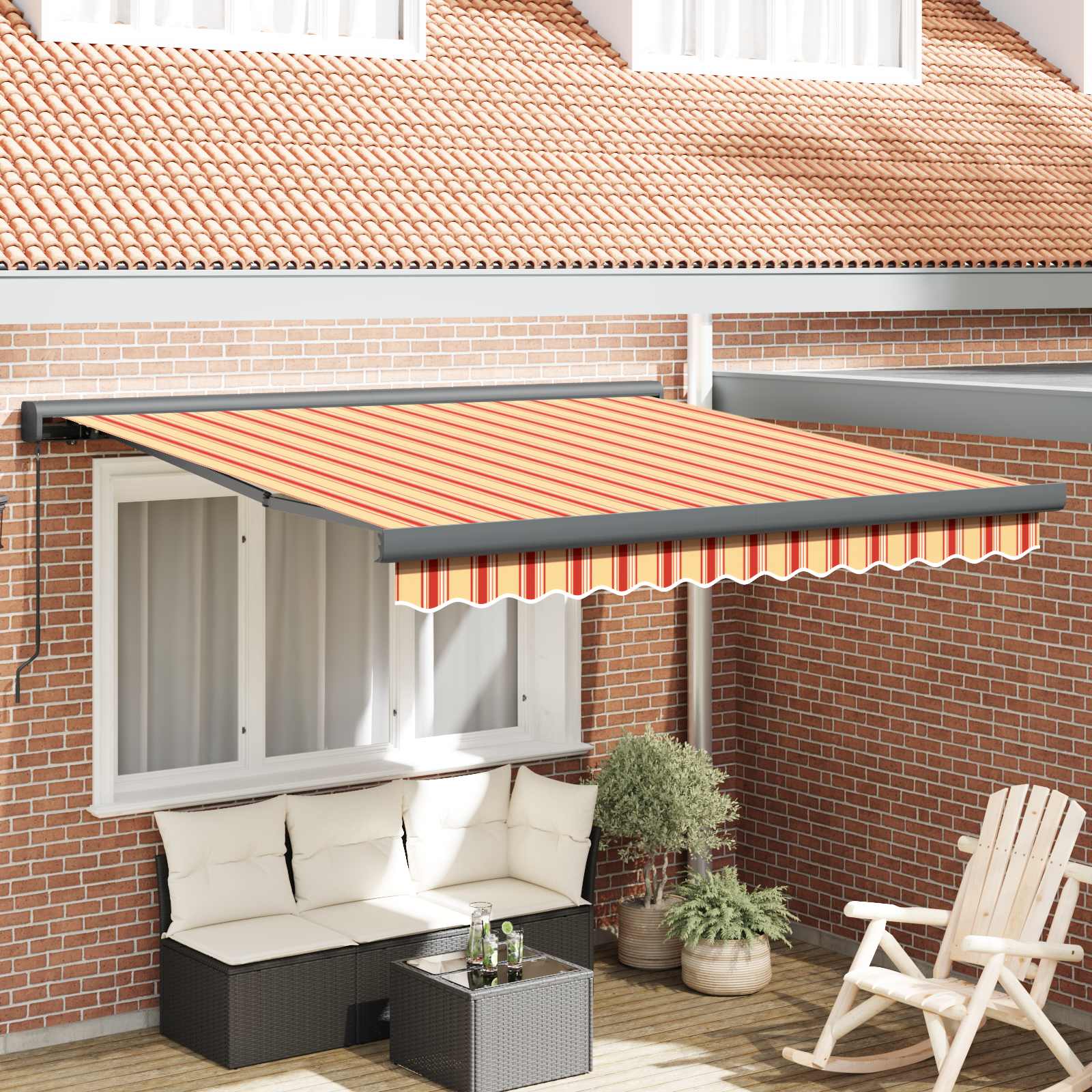 Inklapbaar Zonnescherm Geel en Oranje 350 x 250 cm – afbeelding 1