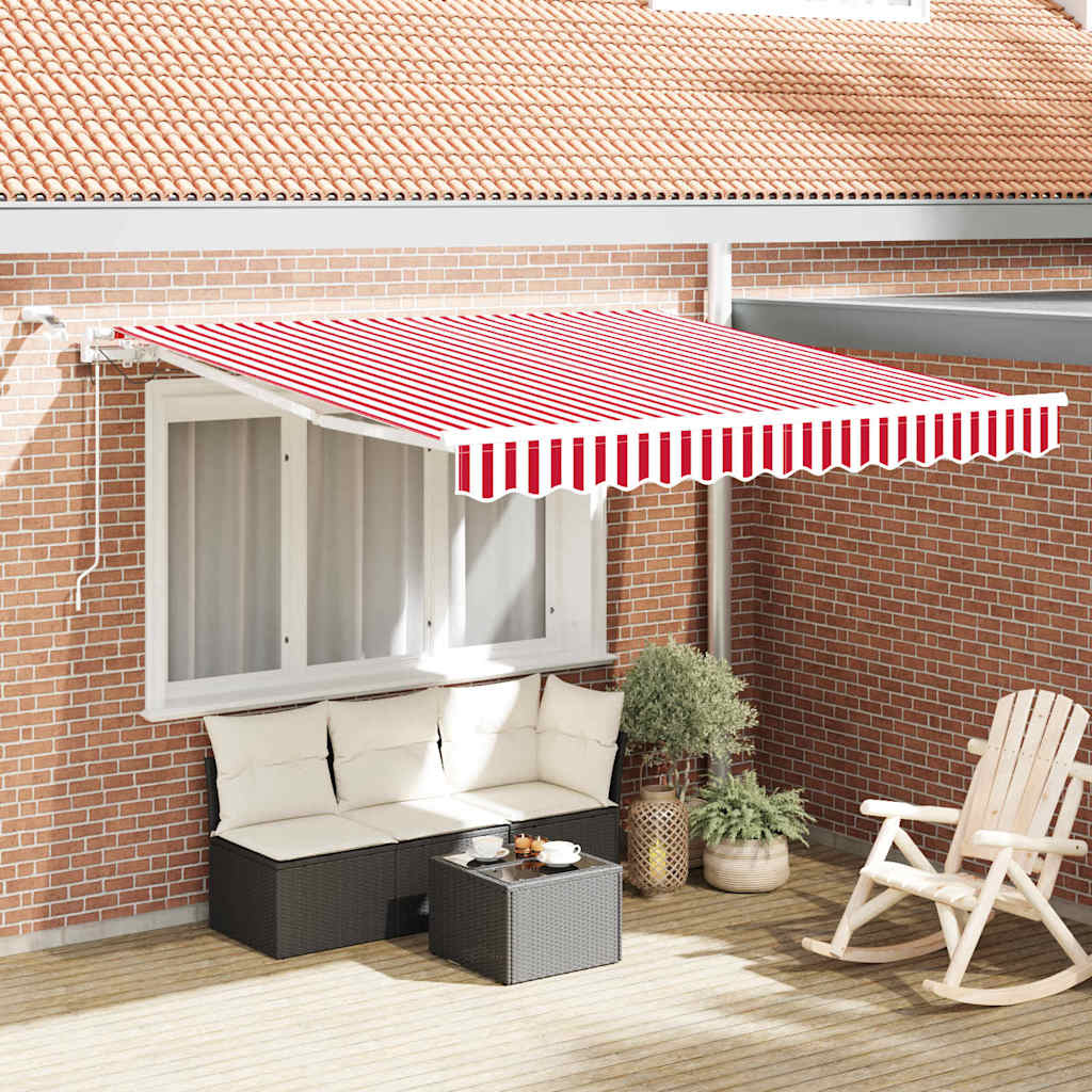 Inklapbaar Zonnescherm Rood en Wit 350 x 250 cm – afbeelding 1