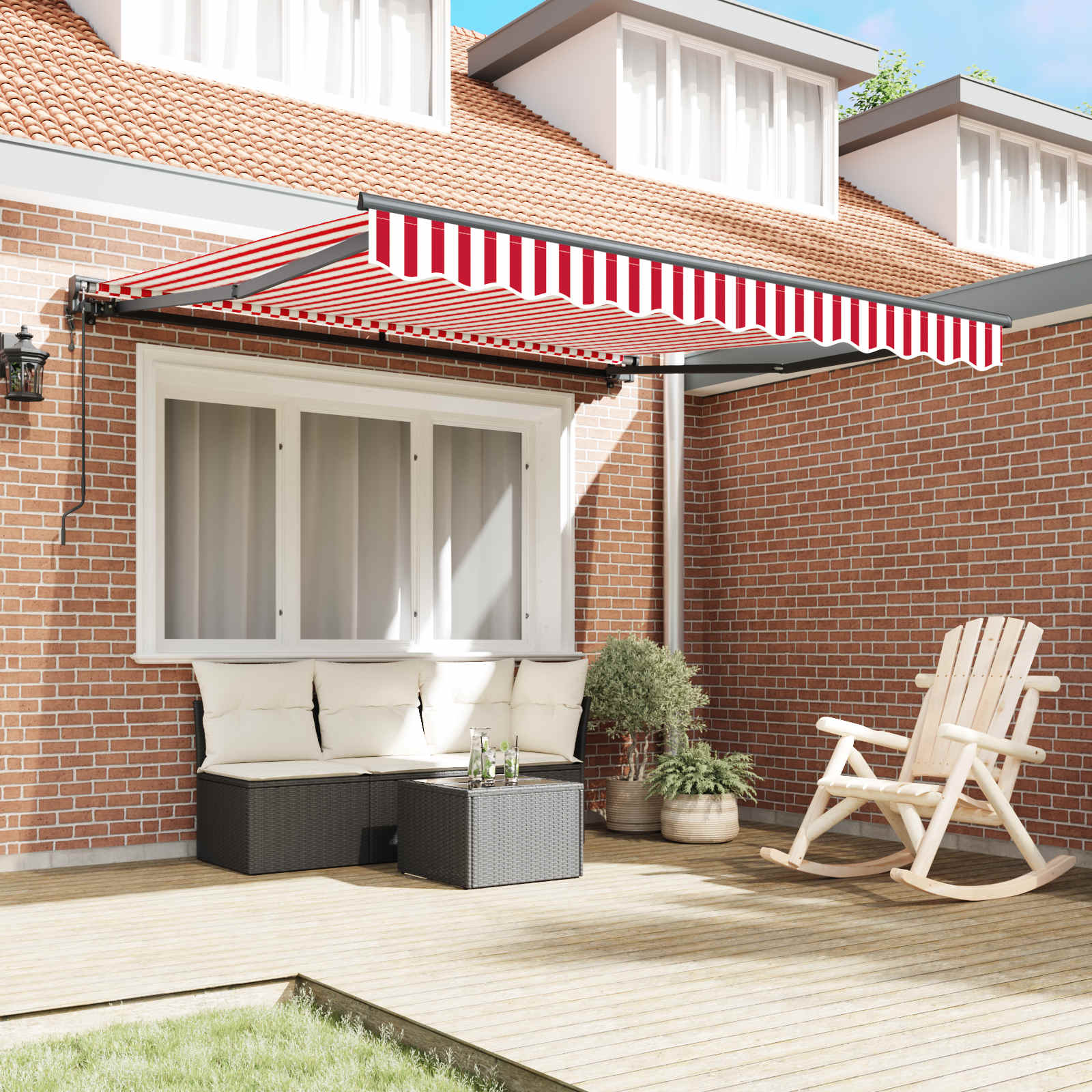 Zijde Frame Rood en Wit 350 x 250 cm Polyester met PU-coating – afbeelding 3