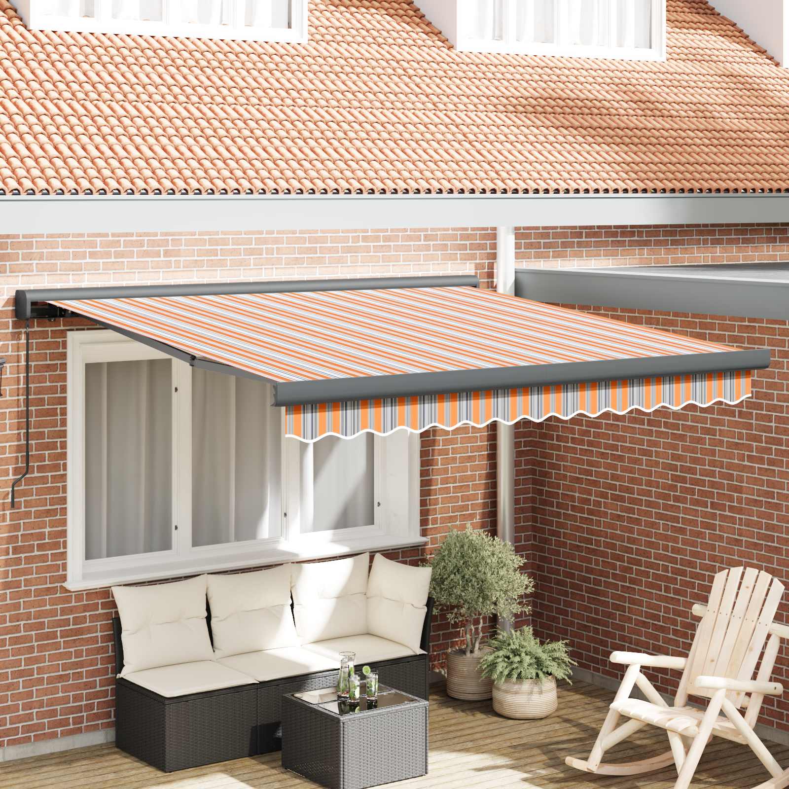 Inklapbaar Zonnescherm Multikleur 350 x 250 cm Stof en Metaal – afbeelding 1