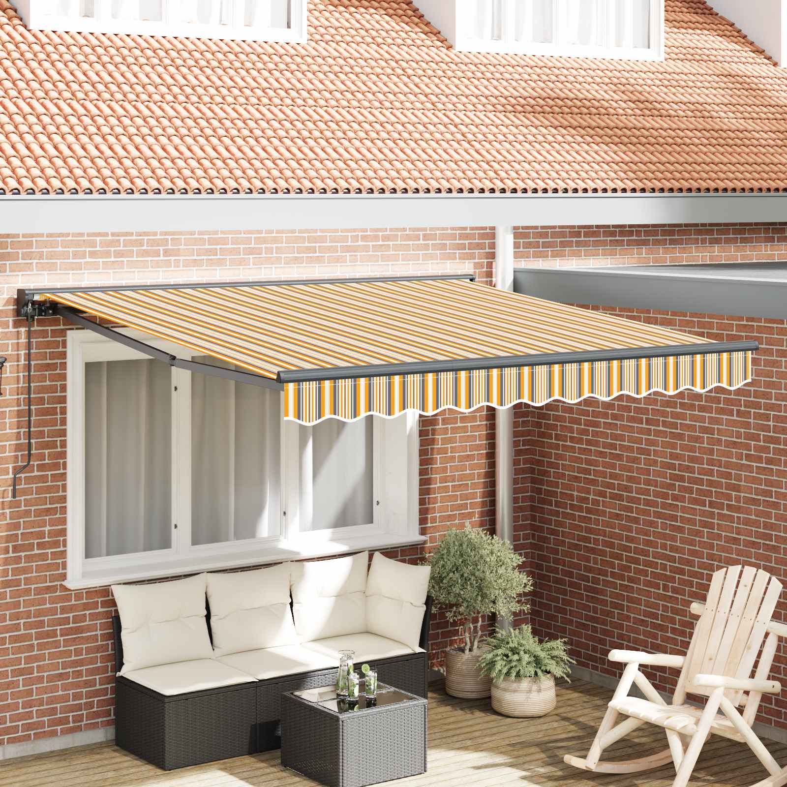 Zijde Frame Geel en Grijs 350 x 250 cm Polyester met PU-coating