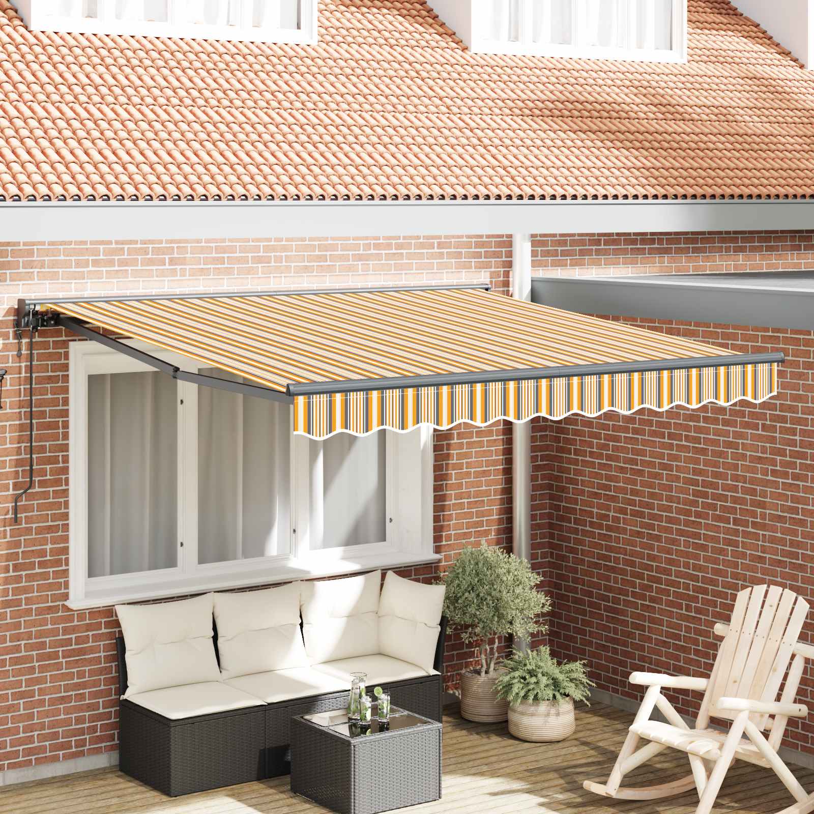 Zijde Frame Geel en Grijs 350 x 250 cm Polyester met PU-coating