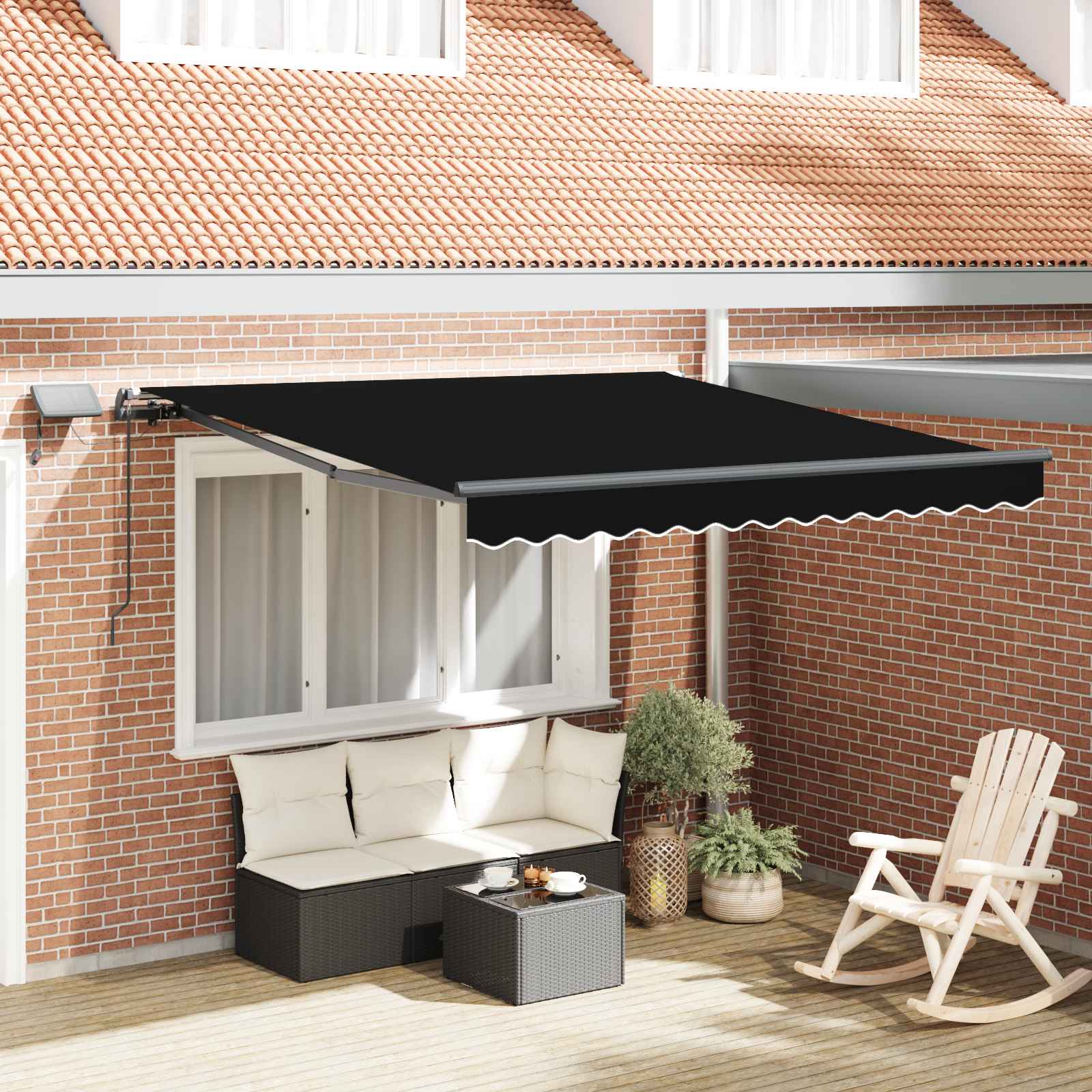 Inklapbaar Zonnescherm Zwart 350 x 250 cm Stof