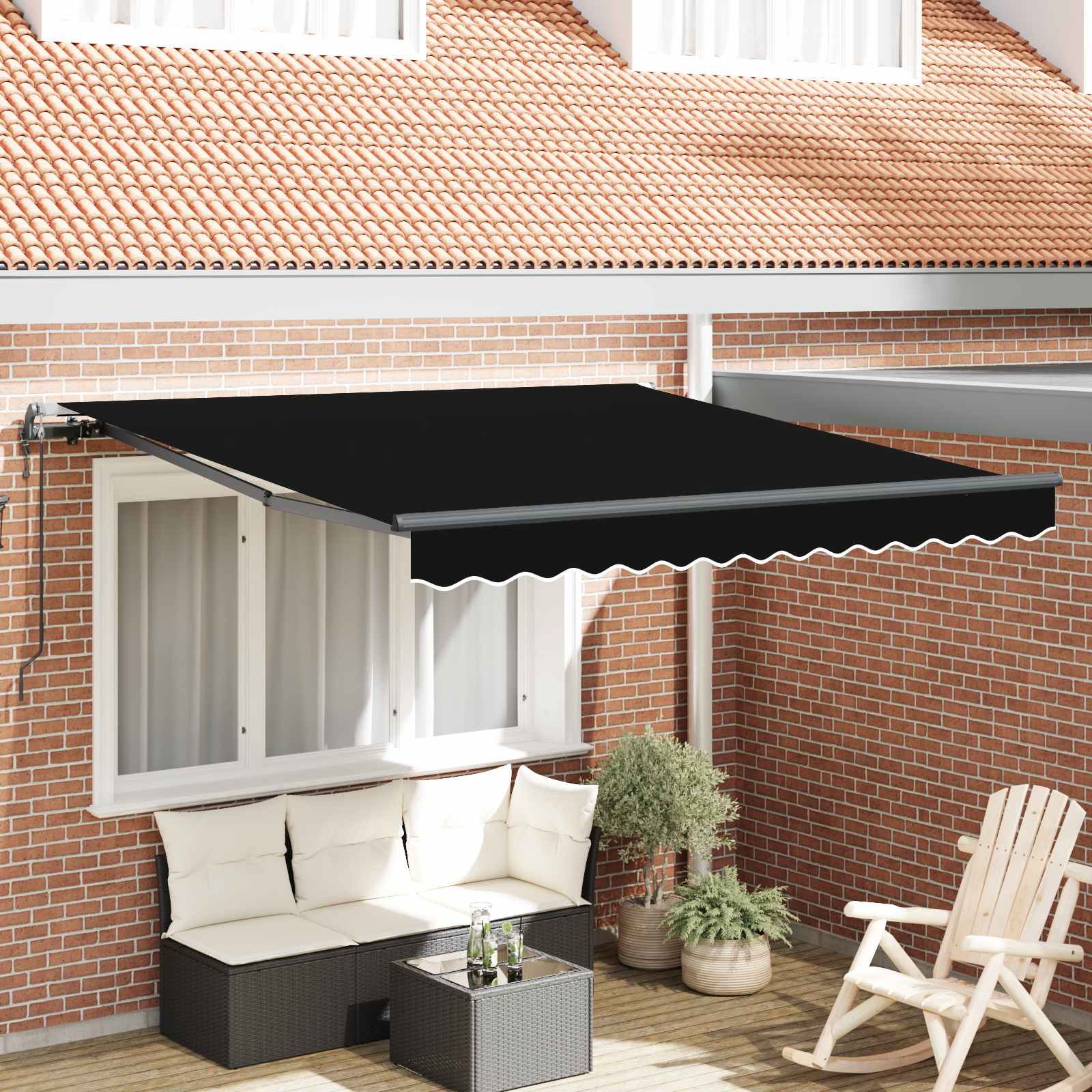 Inklapbaar Zonnescherm Zwart 350 x 250 cm Stof en Aluminium