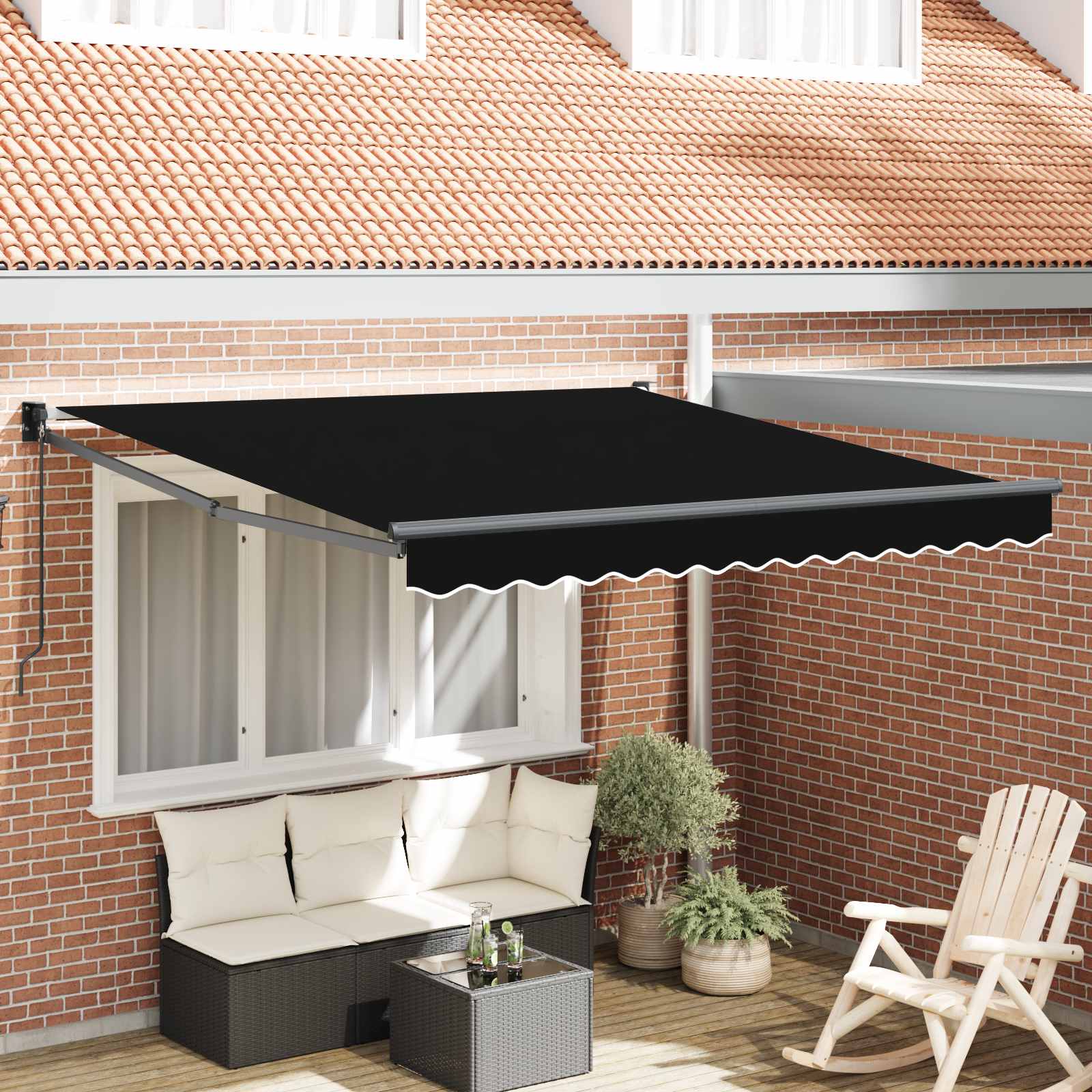 Inklapbaar Zonnescherm Zwart 350 x 250 cm