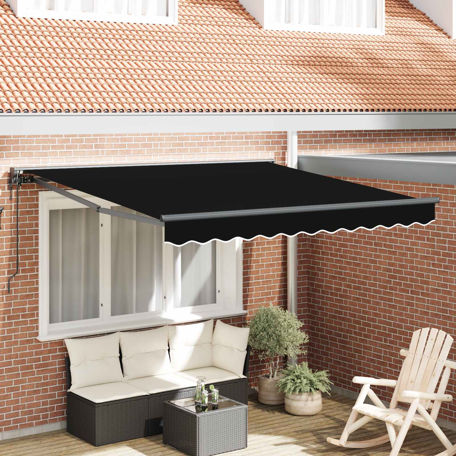 Zijde Frame Zwart 350 x 250 cm Polyester met PU-coating