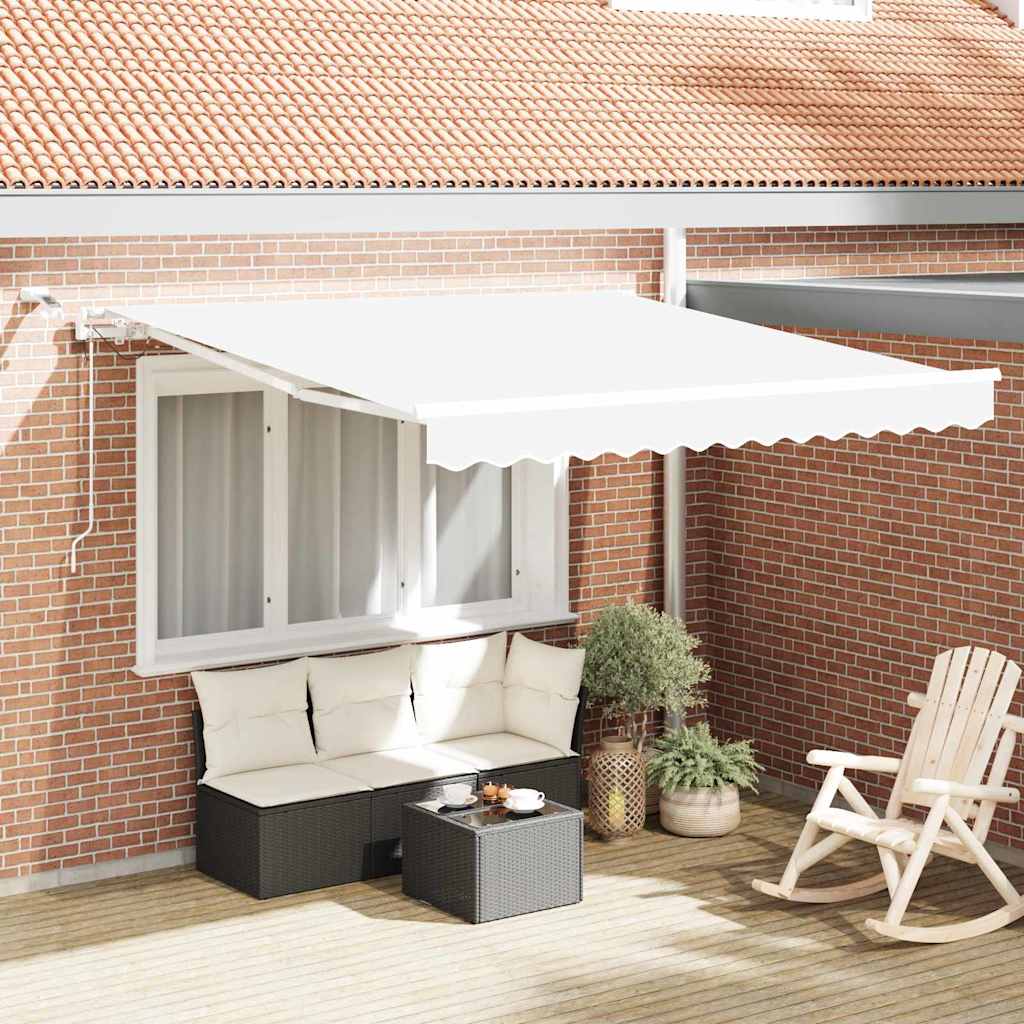Inklapbaar Zonnescherm Wit 350 x 250 cm Polyester en Metaal