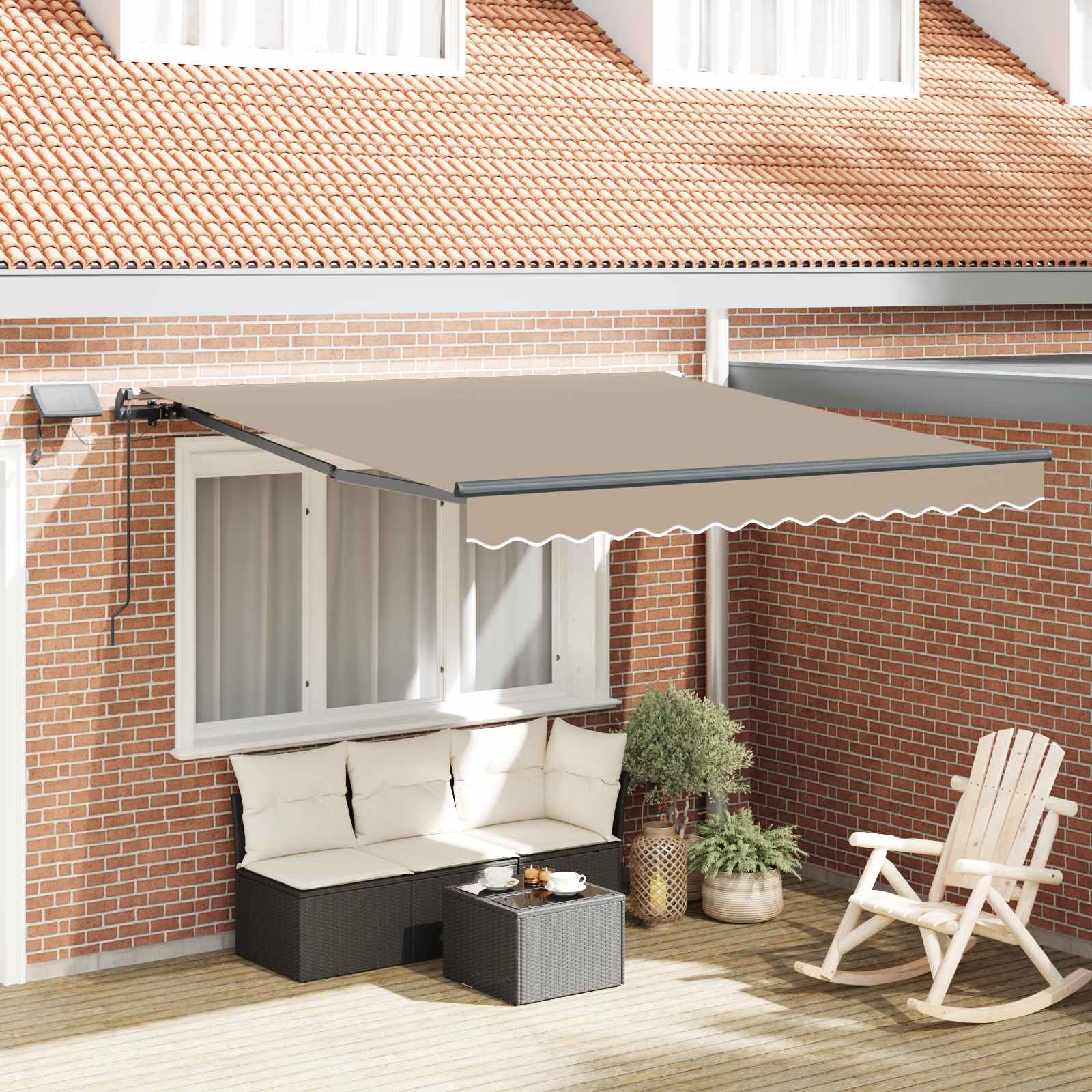 Inklapbaar Zonnescherm Wit 350 x 250 cm Stof