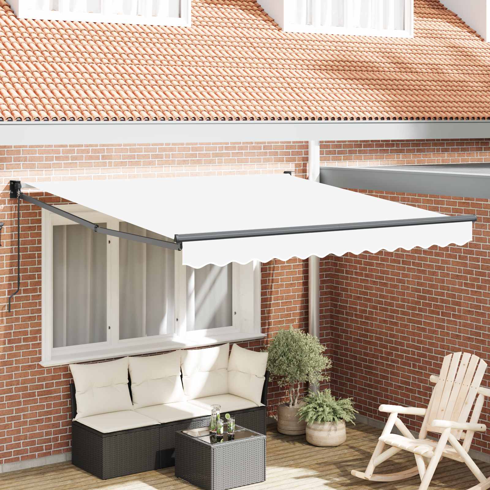 Handmatig uitschuifbare luifel Wit 350 x 250 cm