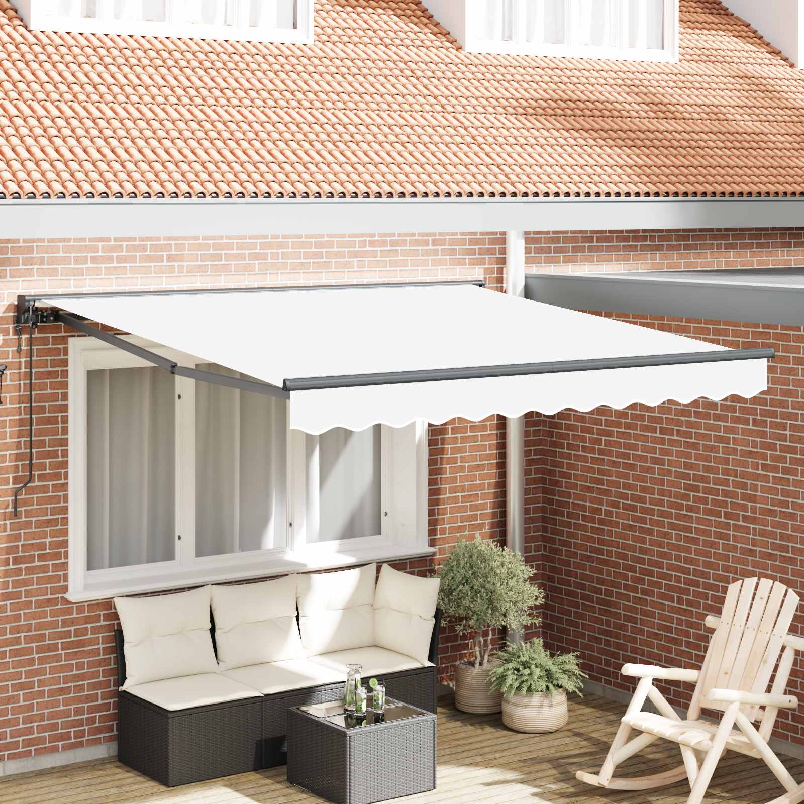 Zijde Frame Wit 350 x 250 cm Polyester met PU-coating