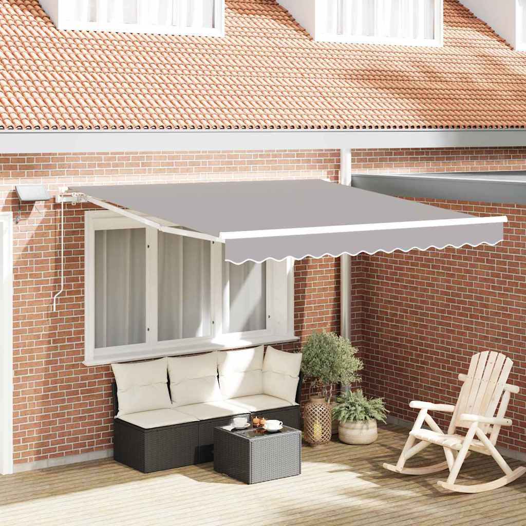 Inklapbaar Zonnescherm Lichtgrijs 350 x 250 cm Stof en Staal – afbeelding 1