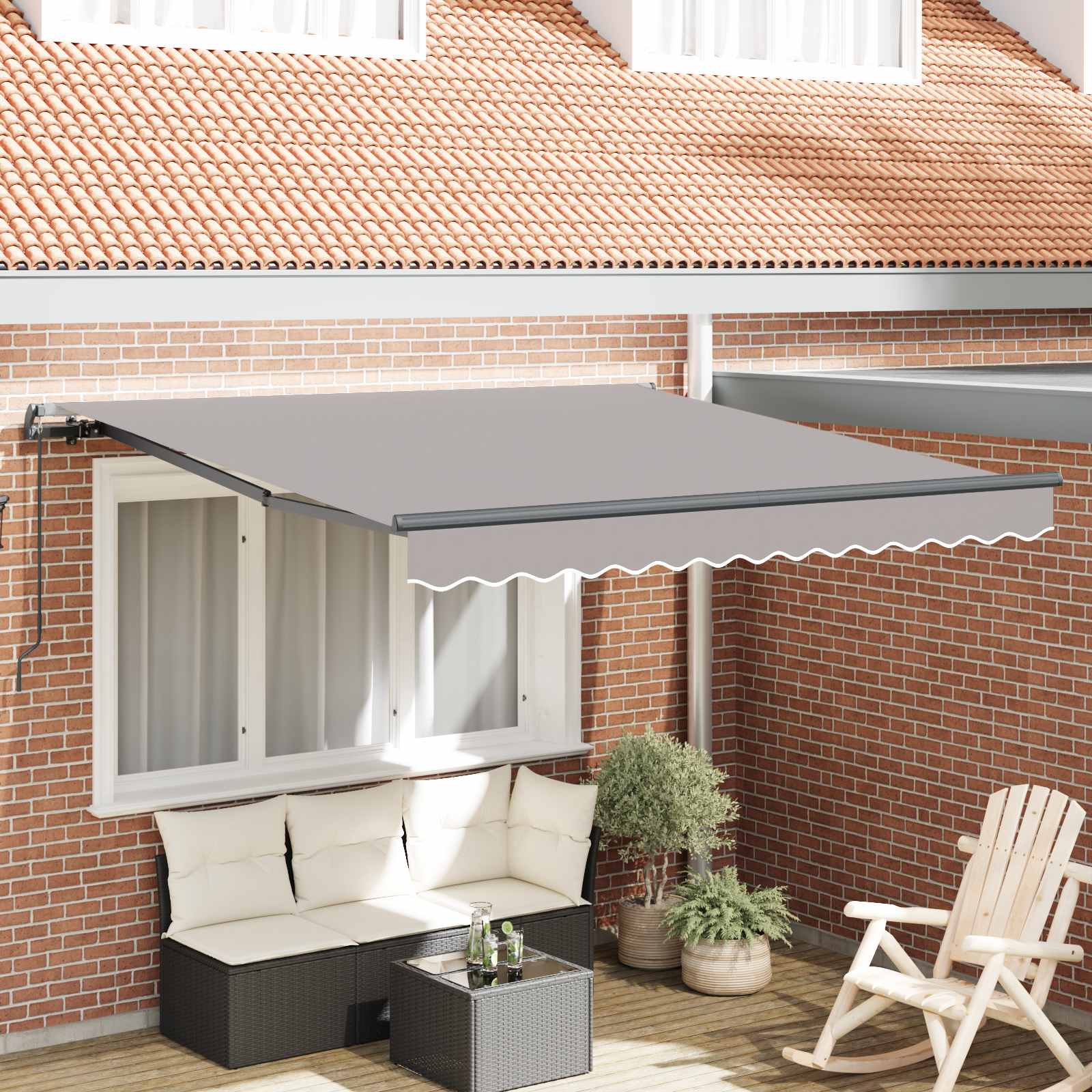 Inklapbaar Zonnescherm Lichtgrijs 350 x 250 cm – afbeelding 1