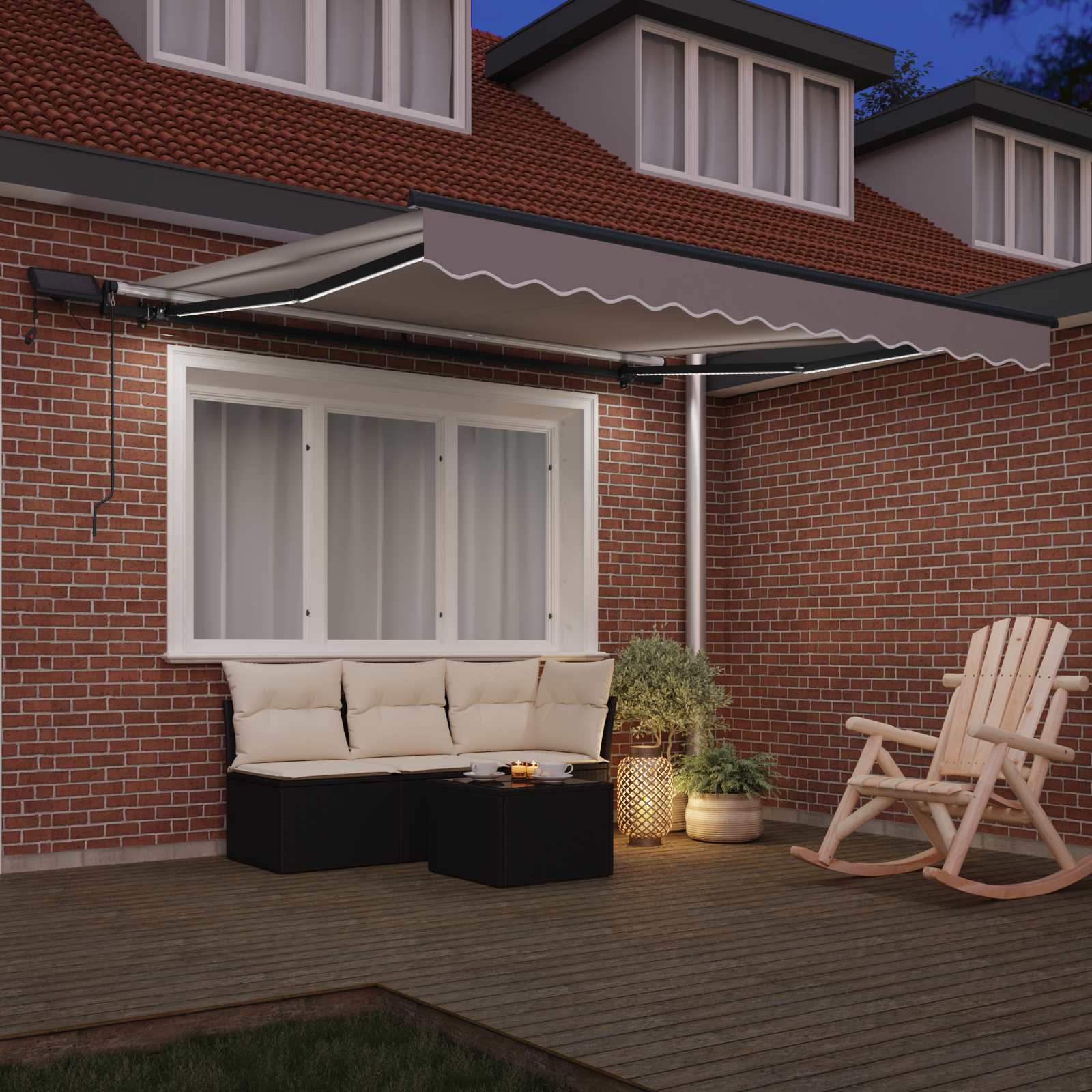 Inklapbaar Zonnescherm Lichtgrijs 350 x 250 cm Stof – afbeelding 3