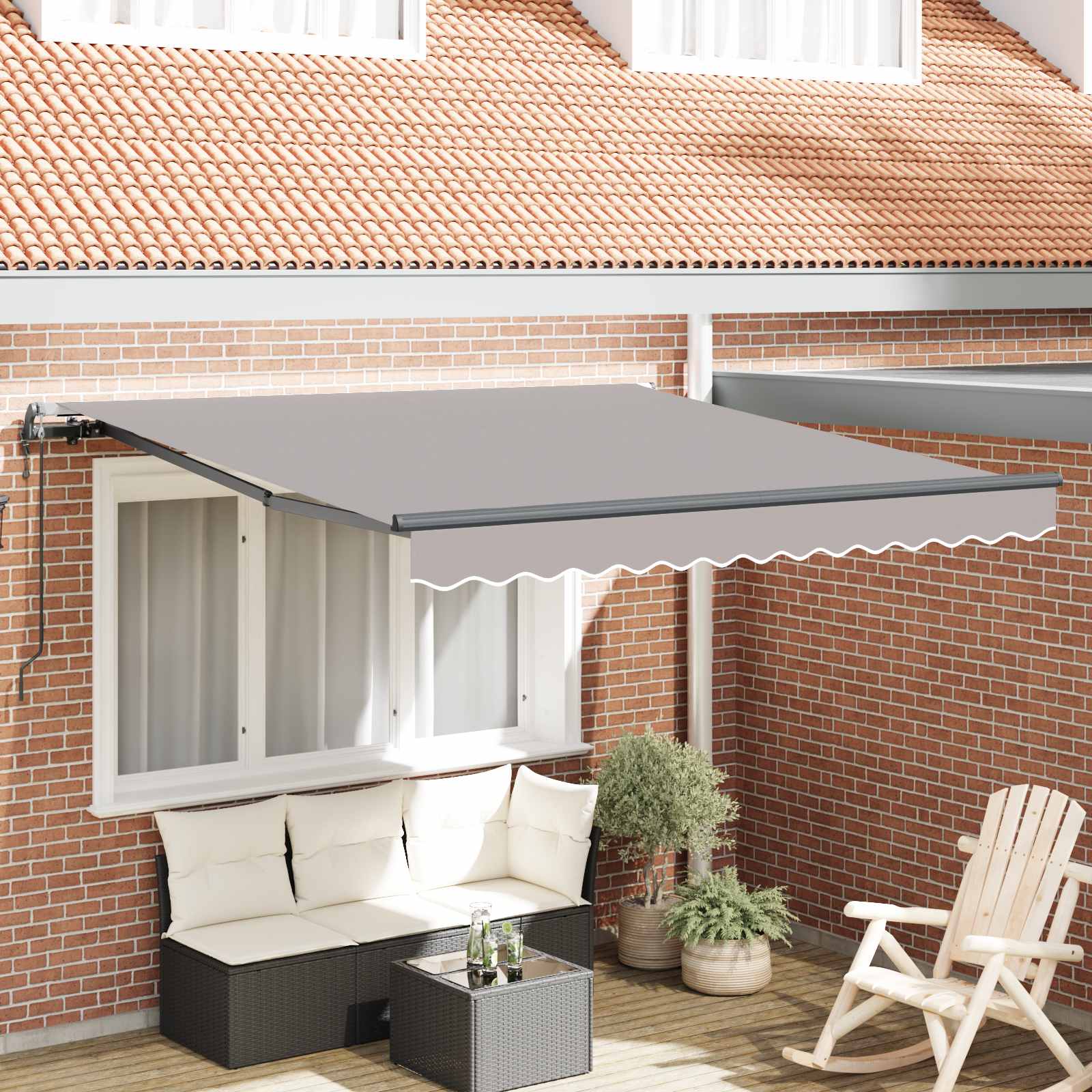 Inklapbaar Zonnescherm Lichtgrijs 350 x 250 cm – afbeelding 1